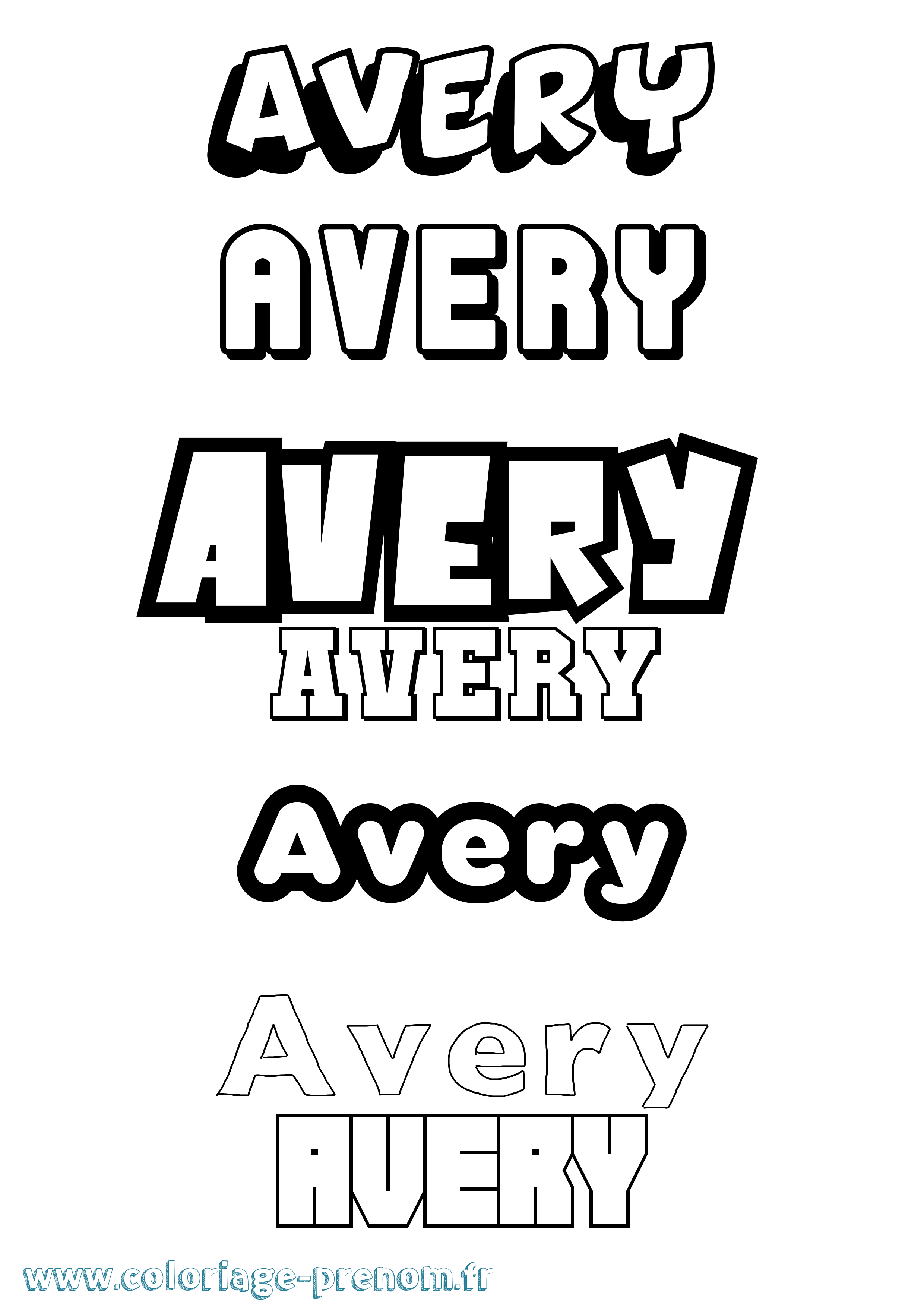 Coloriage Avery Simple Coloriage prénom Avery Simple