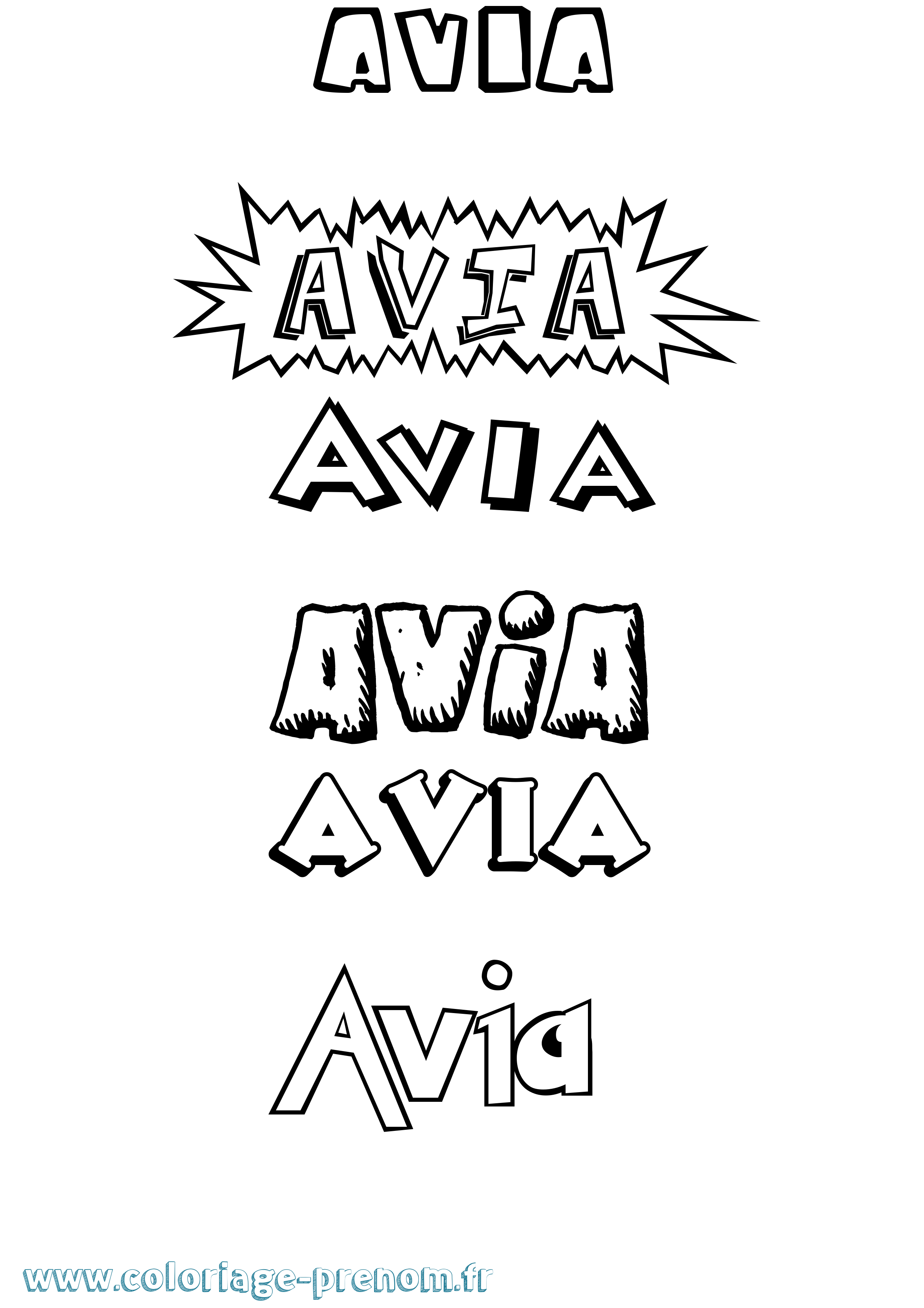 Coloriage Avia Dessin Animé Coloriage prénom Avia Dessin Animé