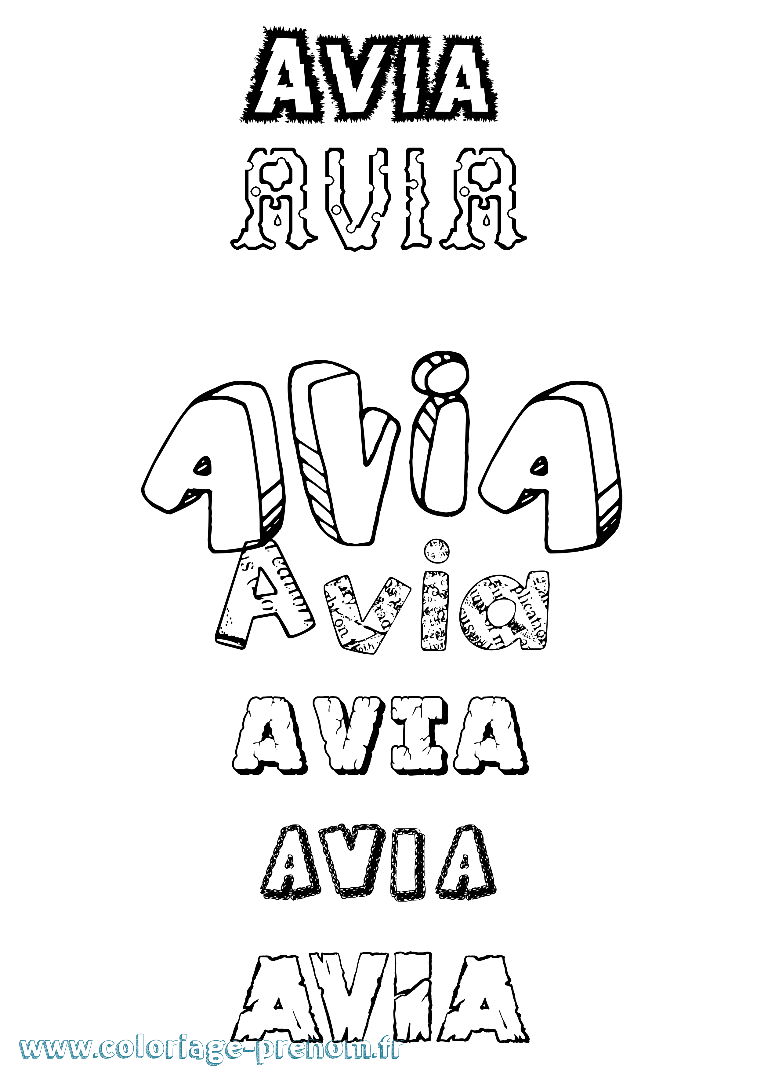 Coloriage Avia Destructuré Coloriage prénom Avia Destructuré