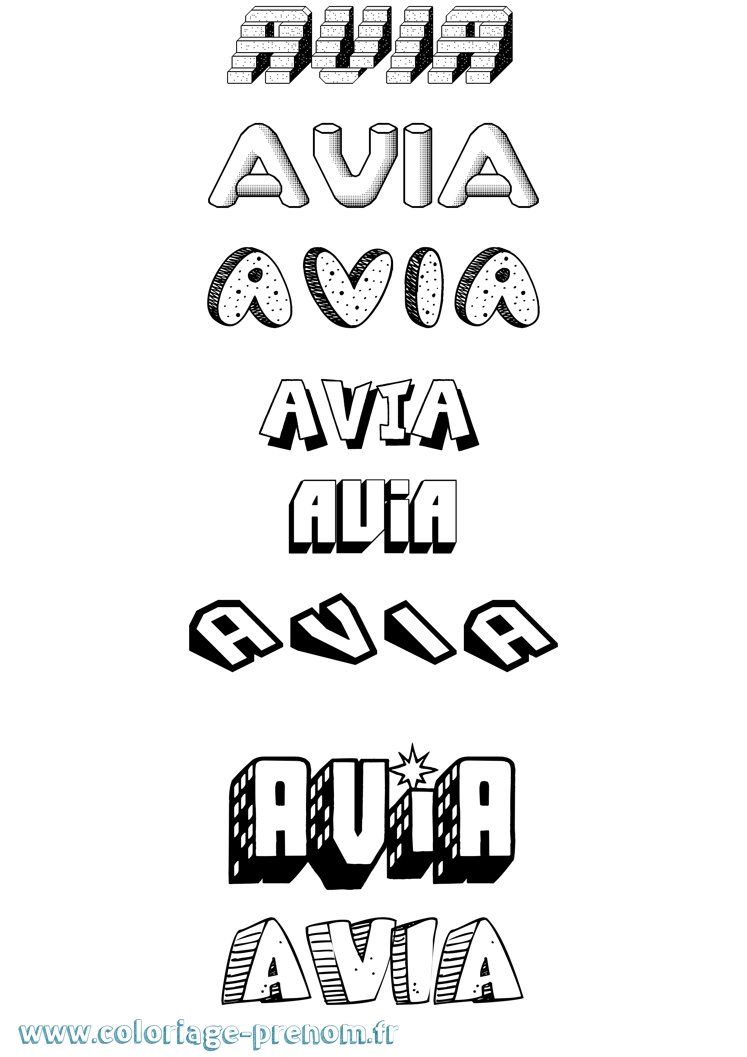 Coloriage Avia Effet 3D Coloriage prénom Avia Effet 3D