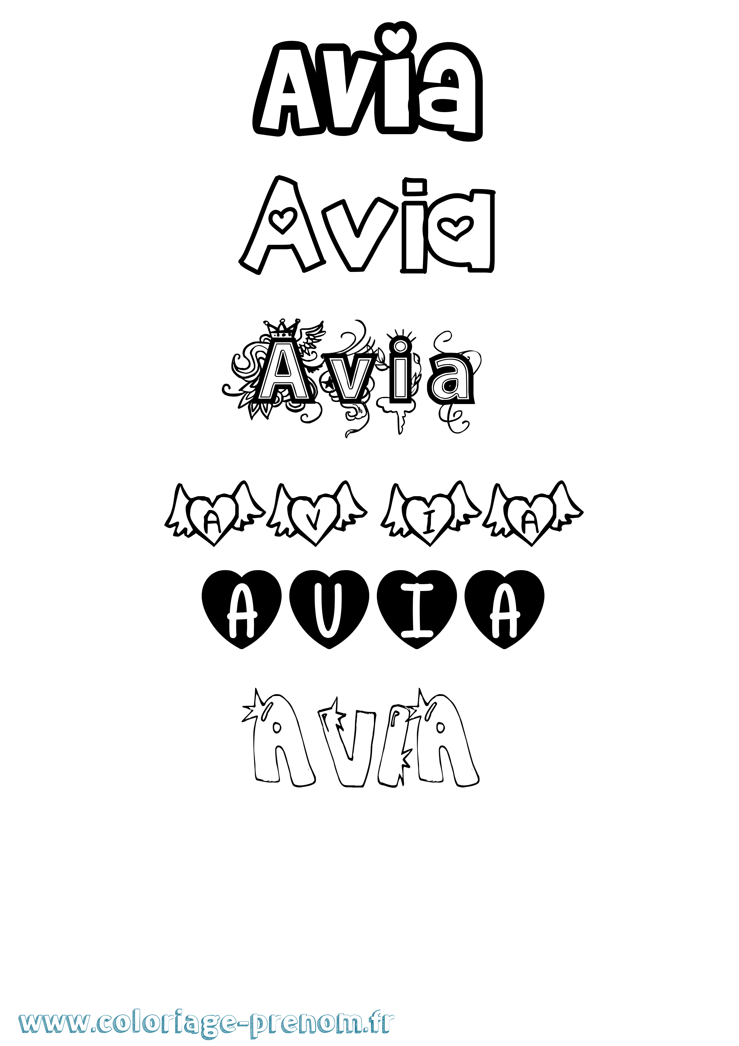 Coloriage Avia Girly Coloriage prénom Avia Girly