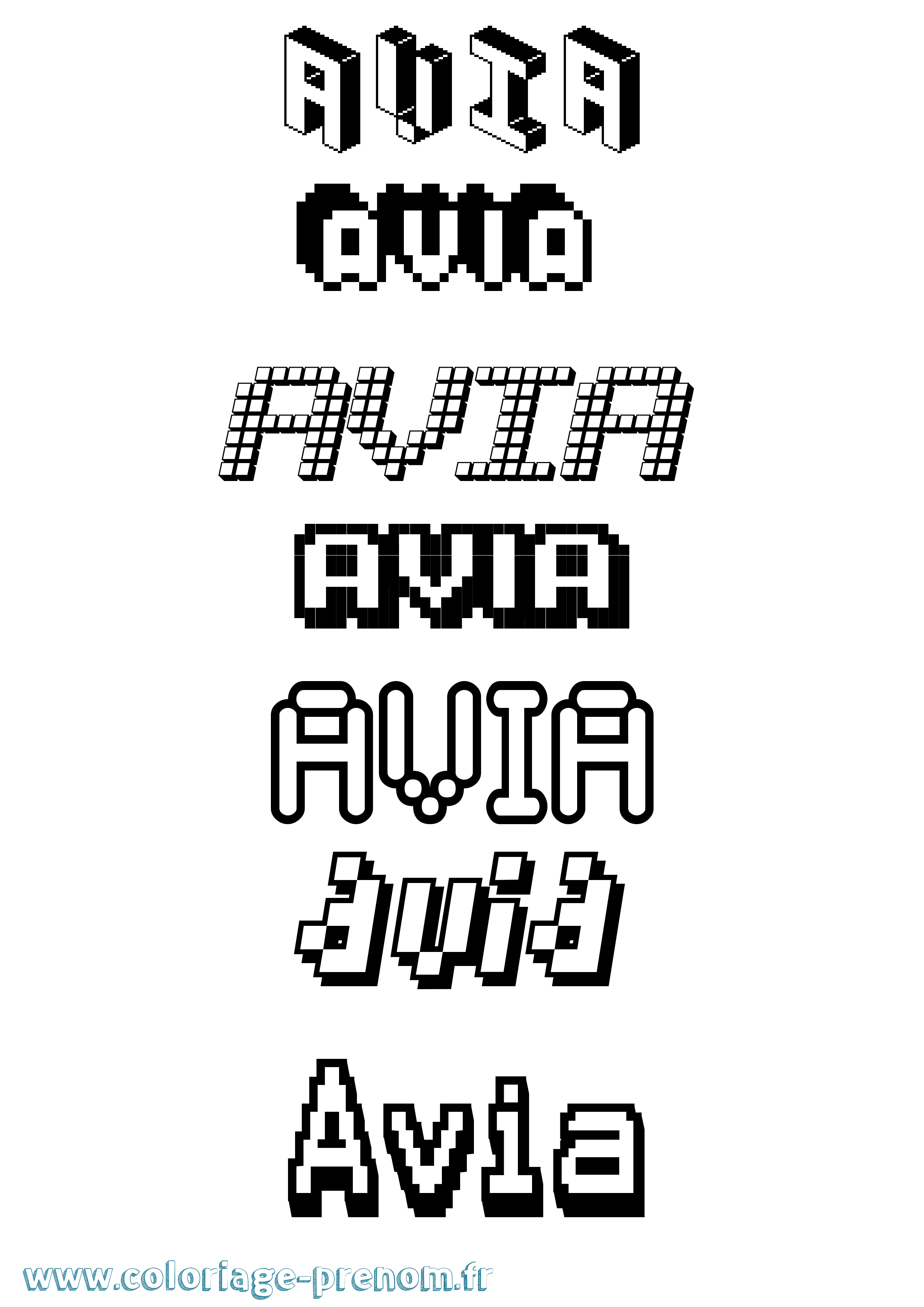 Coloriage Avia Pixel Coloriage prénom Avia Pixel