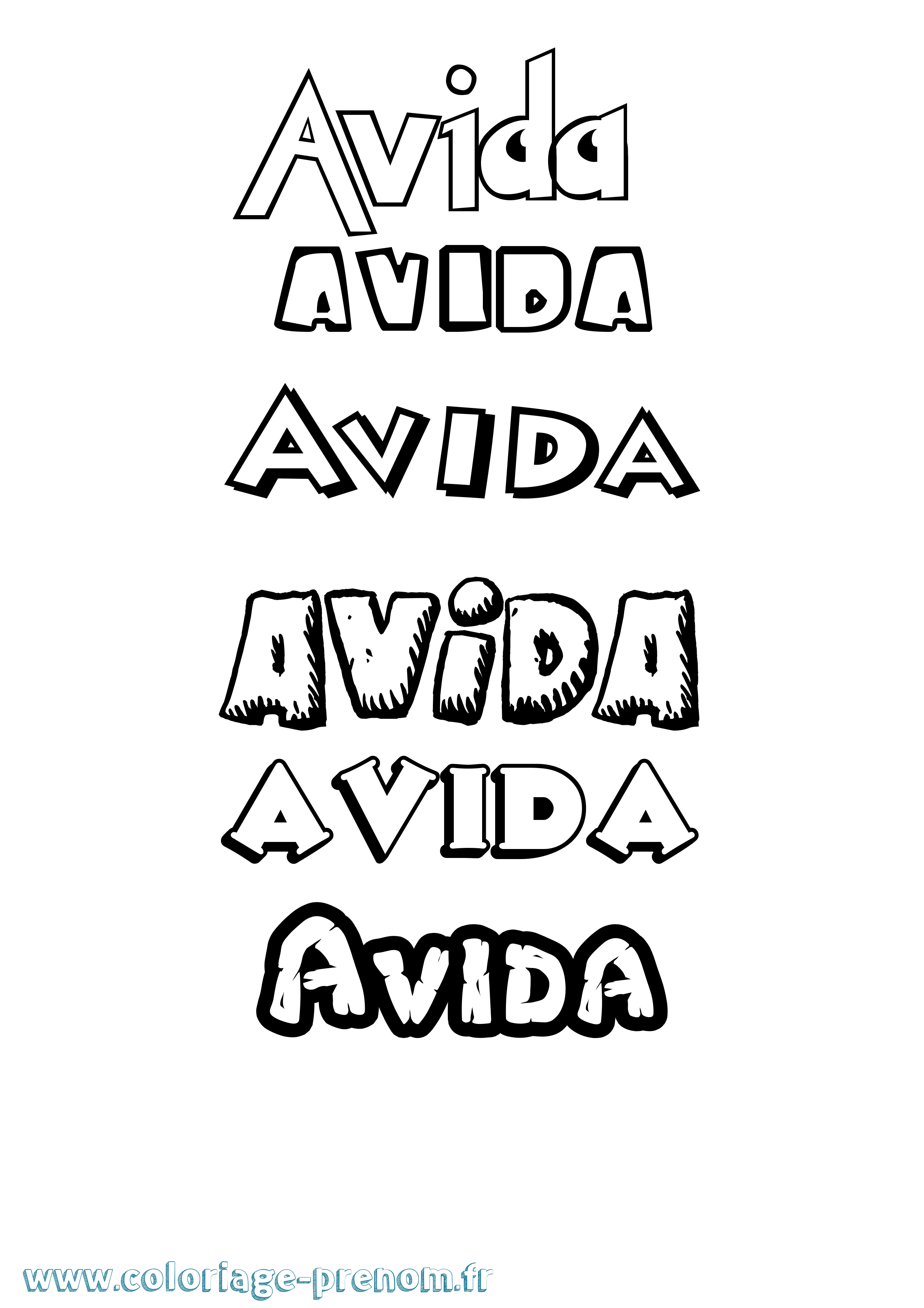 Coloriage Avida Dessin Animé Coloriage prénom Avida Dessin Animé