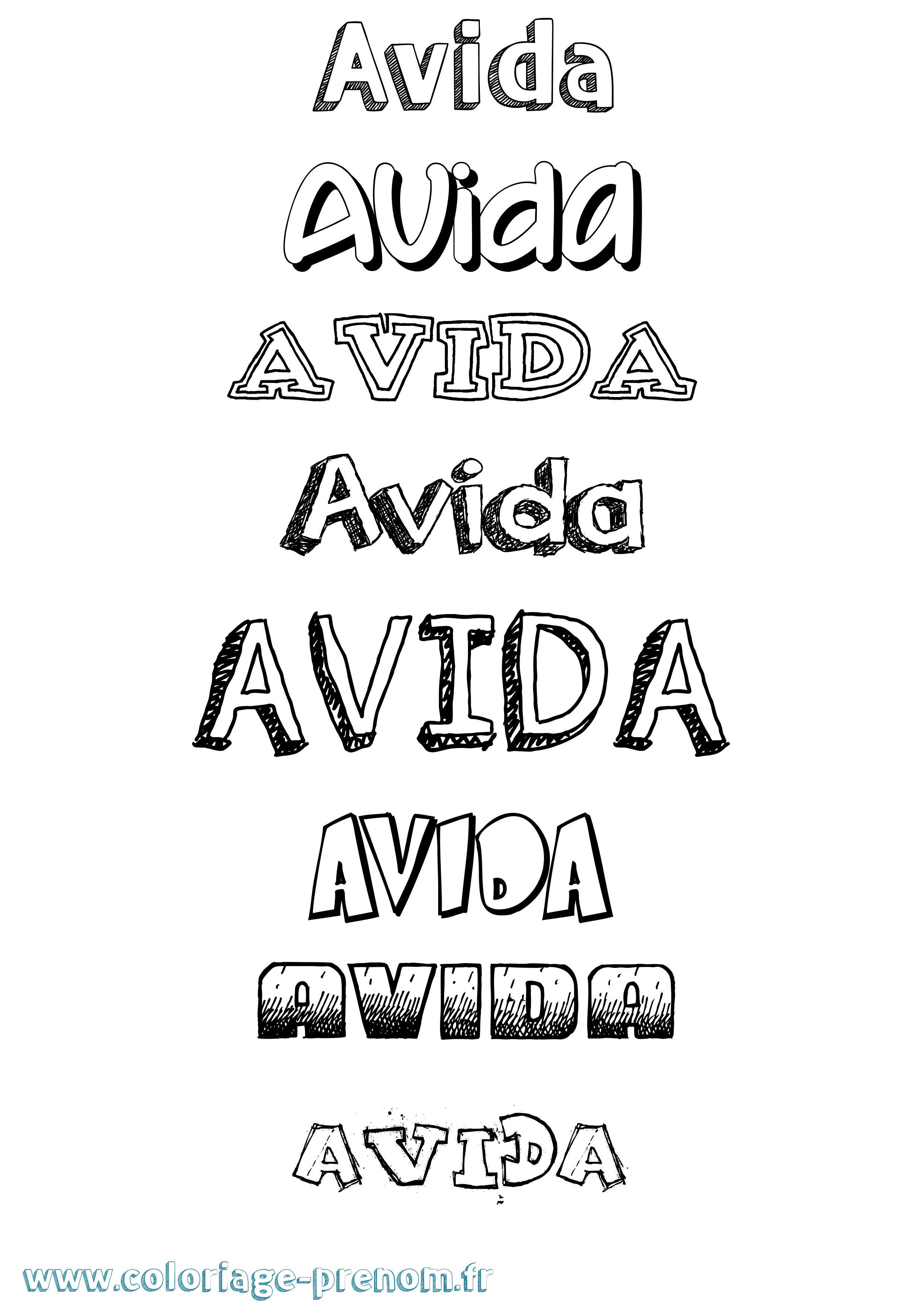 Coloriage Avida Dessiné Coloriage prénom Avida Dessiné