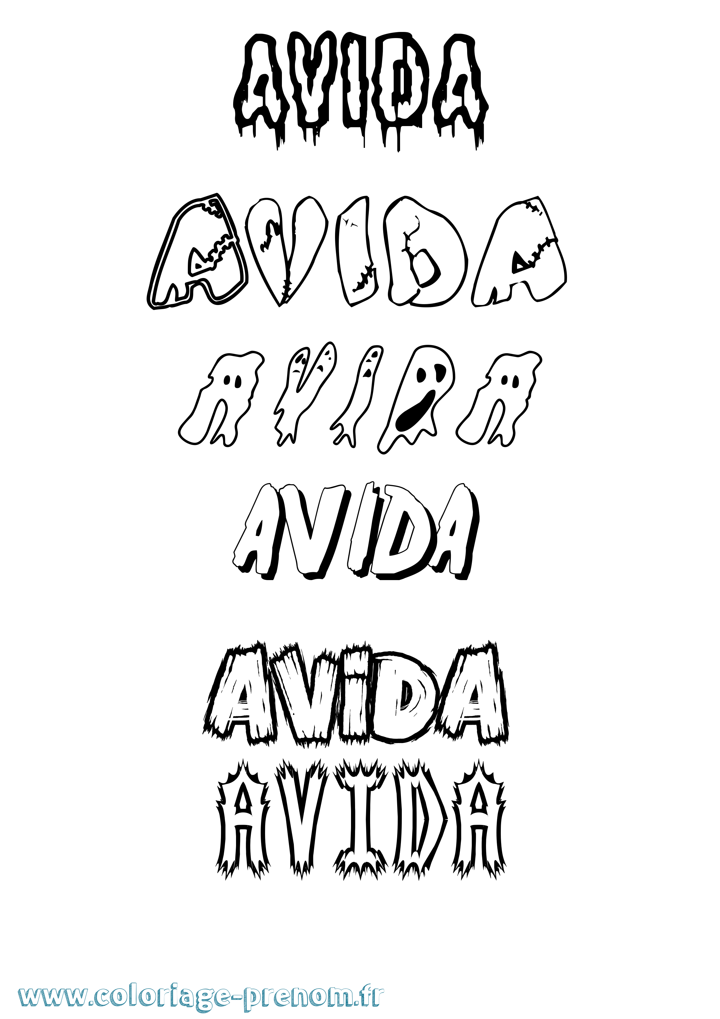 Coloriage Avida Frisson Coloriage prénom Avida Frisson