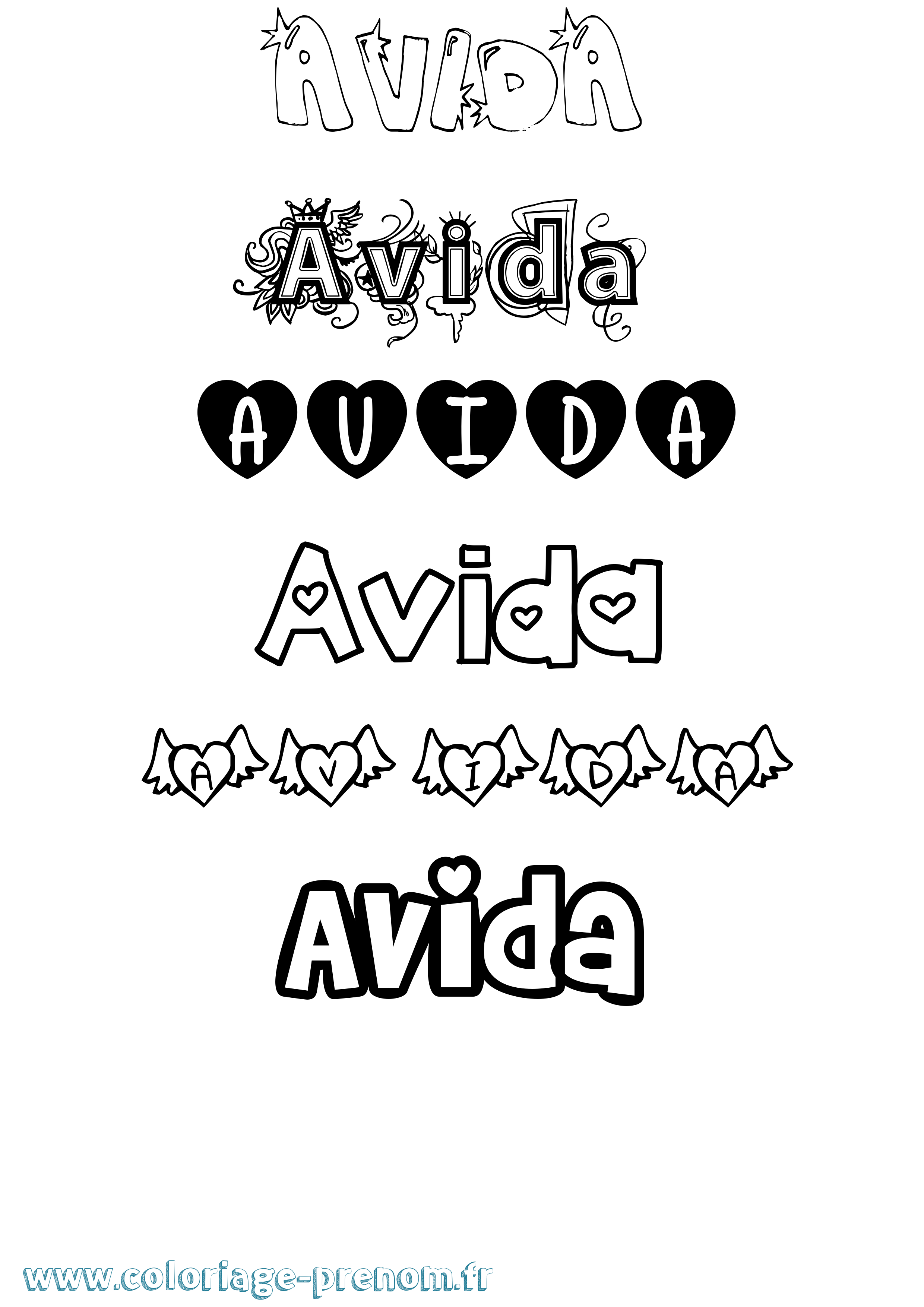 Coloriage Avida Girly Coloriage prénom Avida Girly