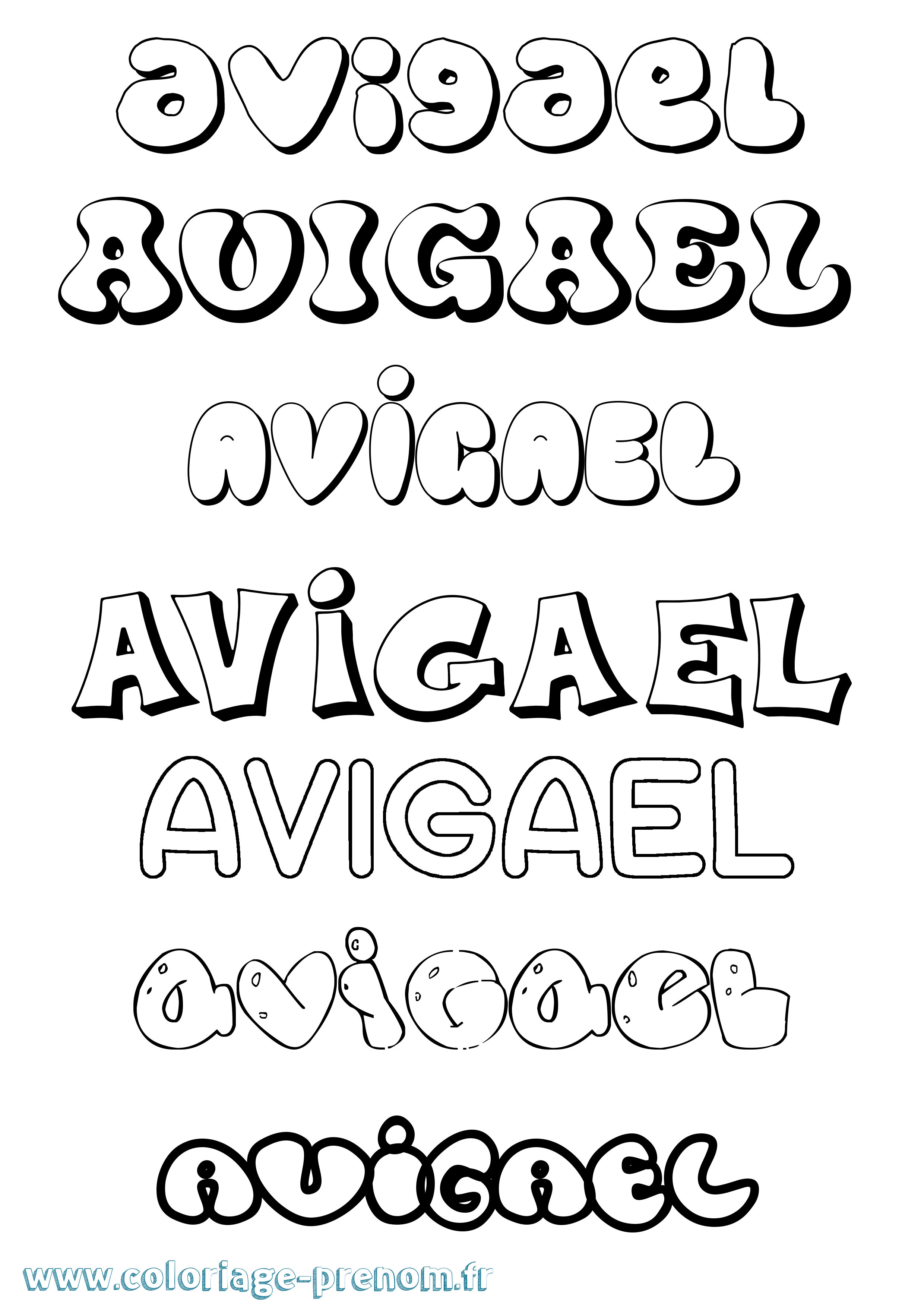 Coloriage Avigael Bubble Coloriage prénom Avigael Bubble