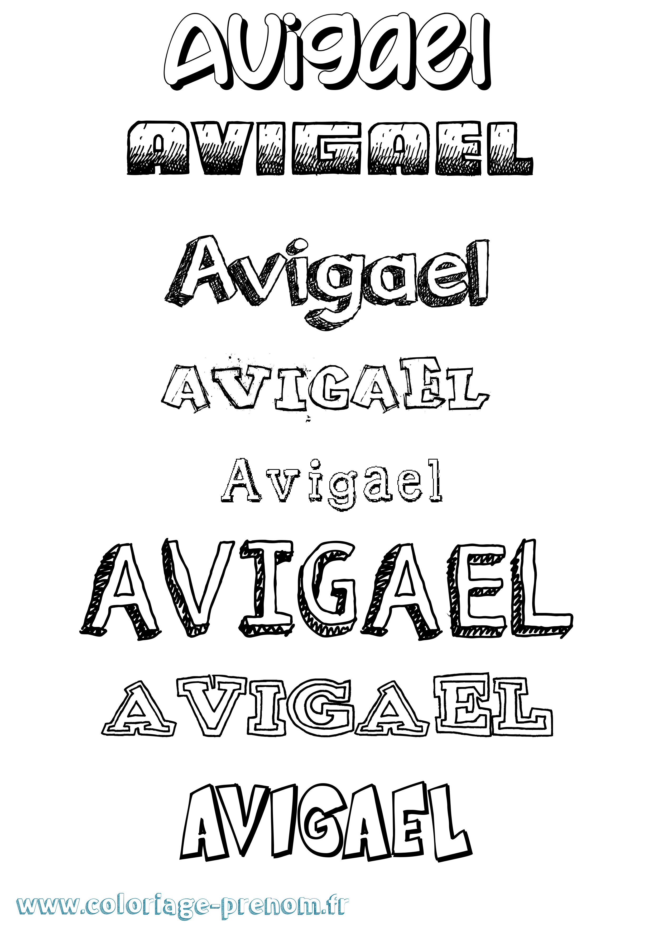 Coloriage Avigael Dessiné Coloriage prénom Avigael Dessiné