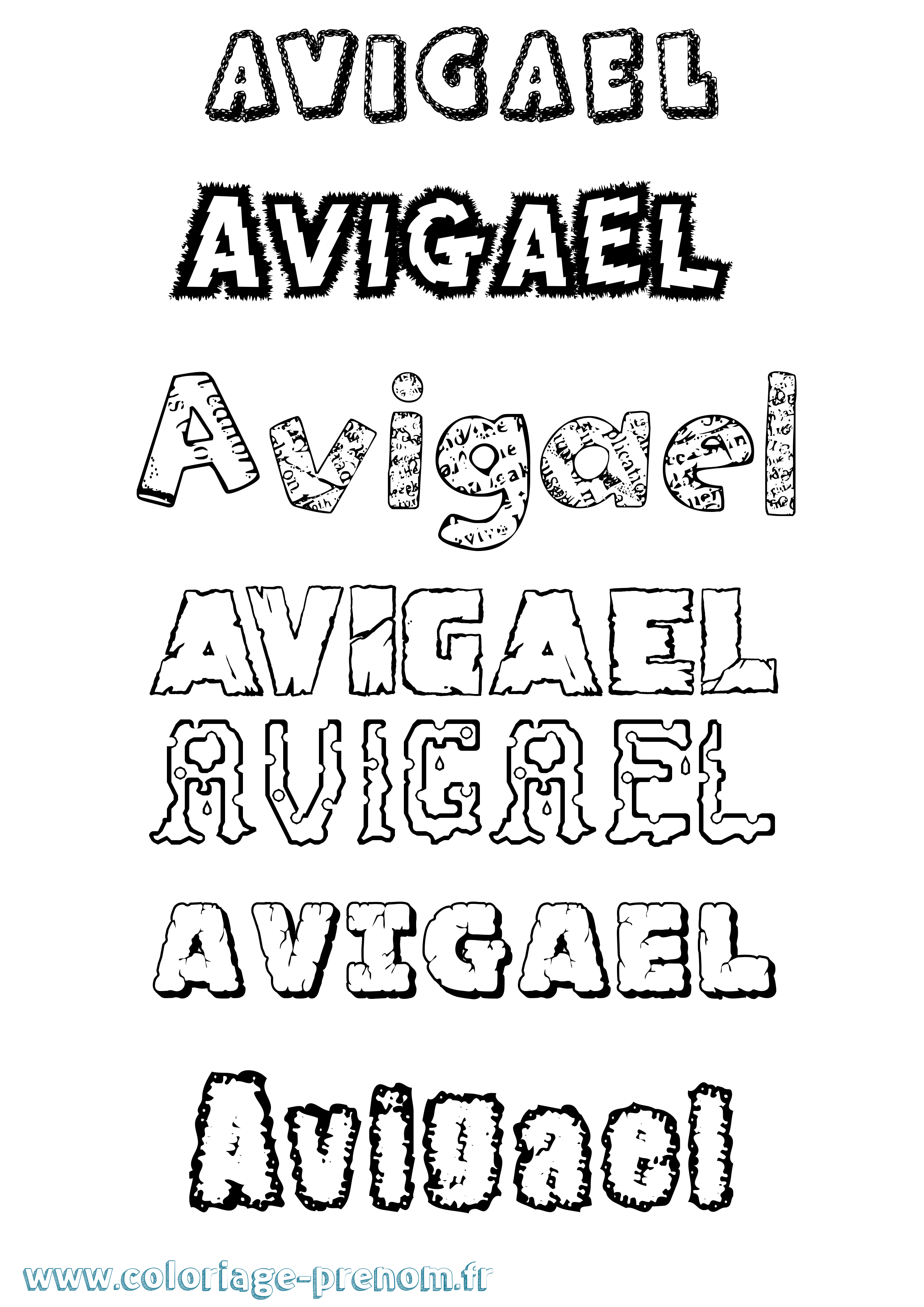 Coloriage Avigael Destructuré Coloriage prénom Avigael Destructuré