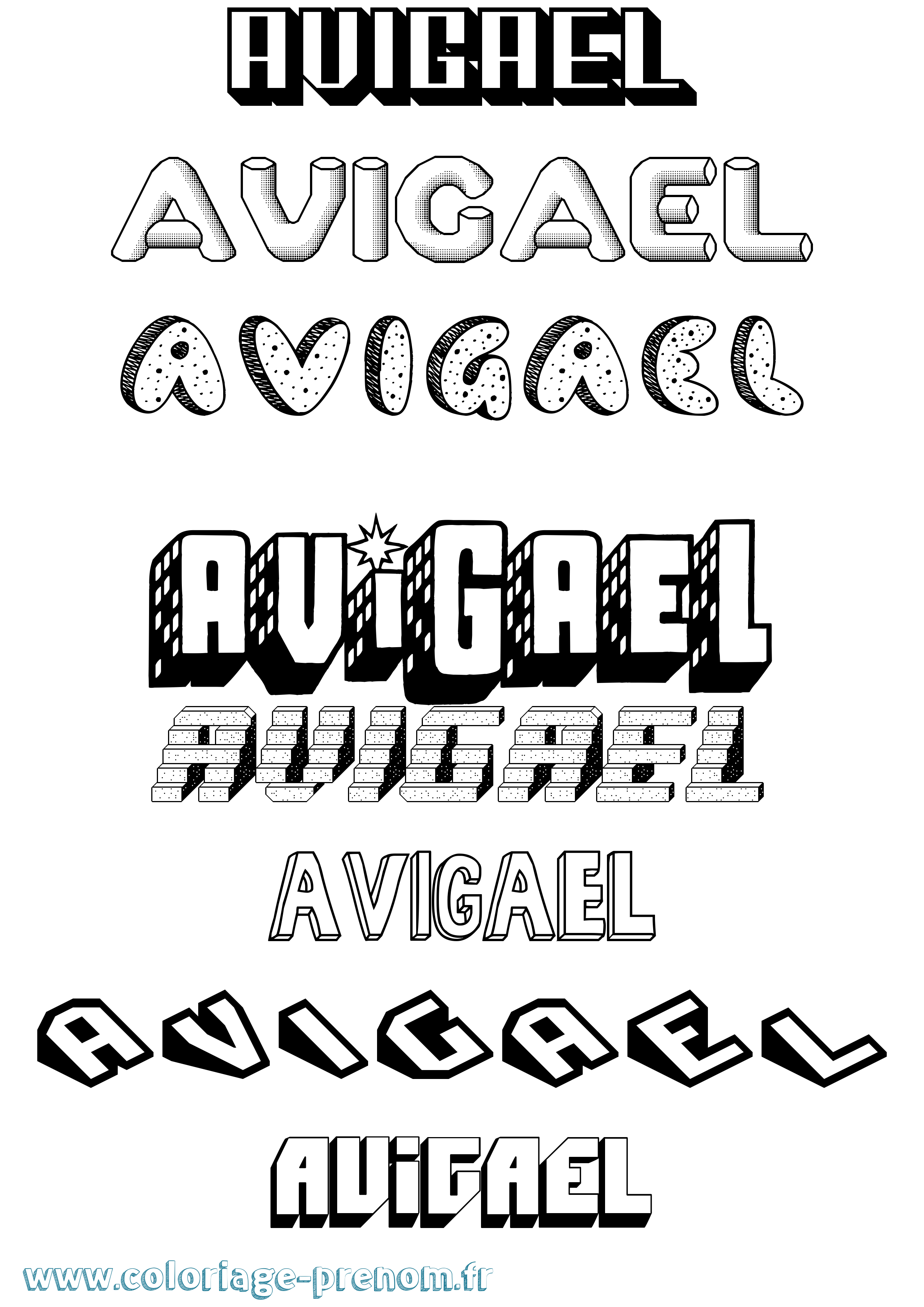 Coloriage Avigael Effet 3D Coloriage prénom Avigael Effet 3D