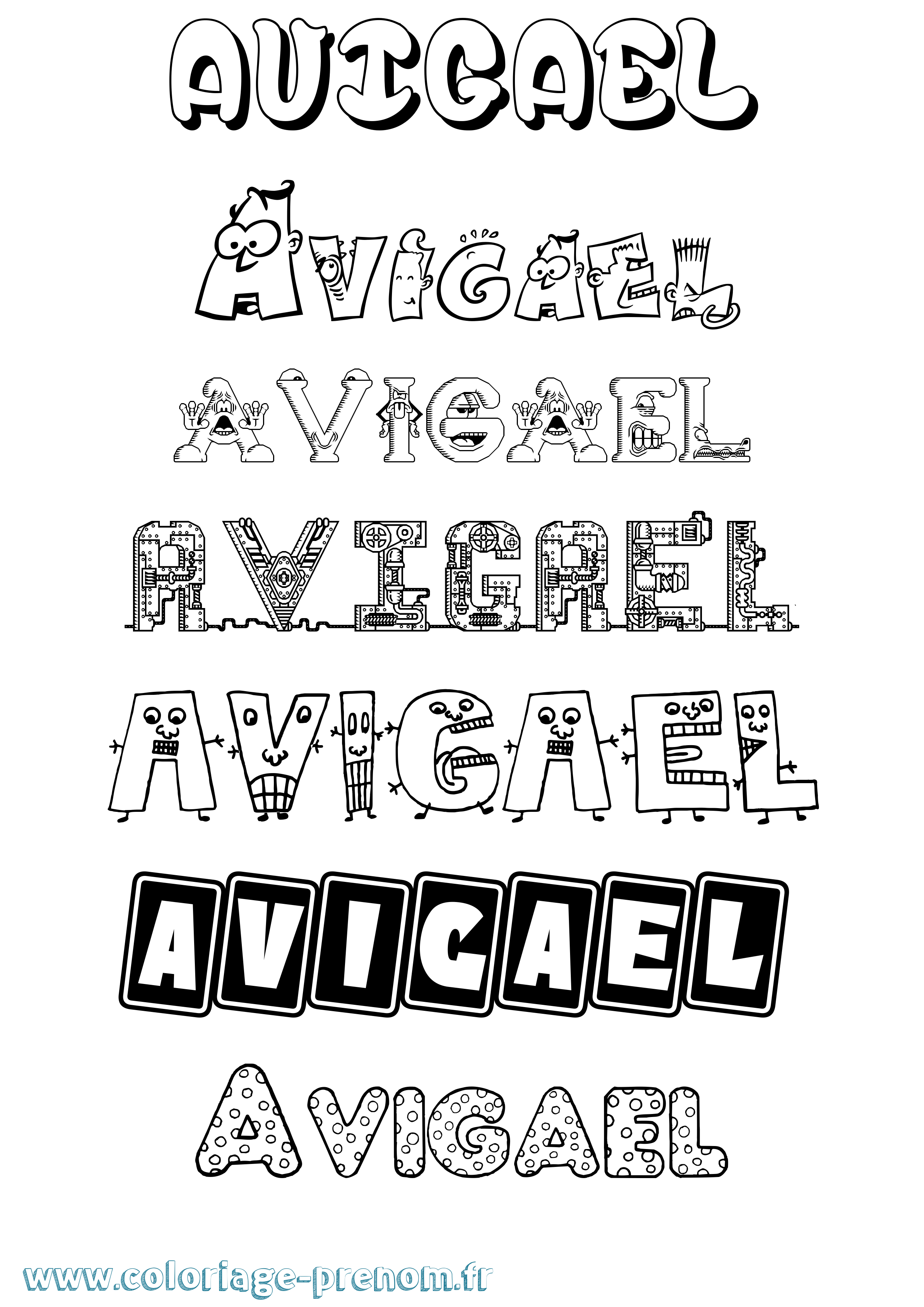 Coloriage Avigael Fun Coloriage prénom Avigael Fun