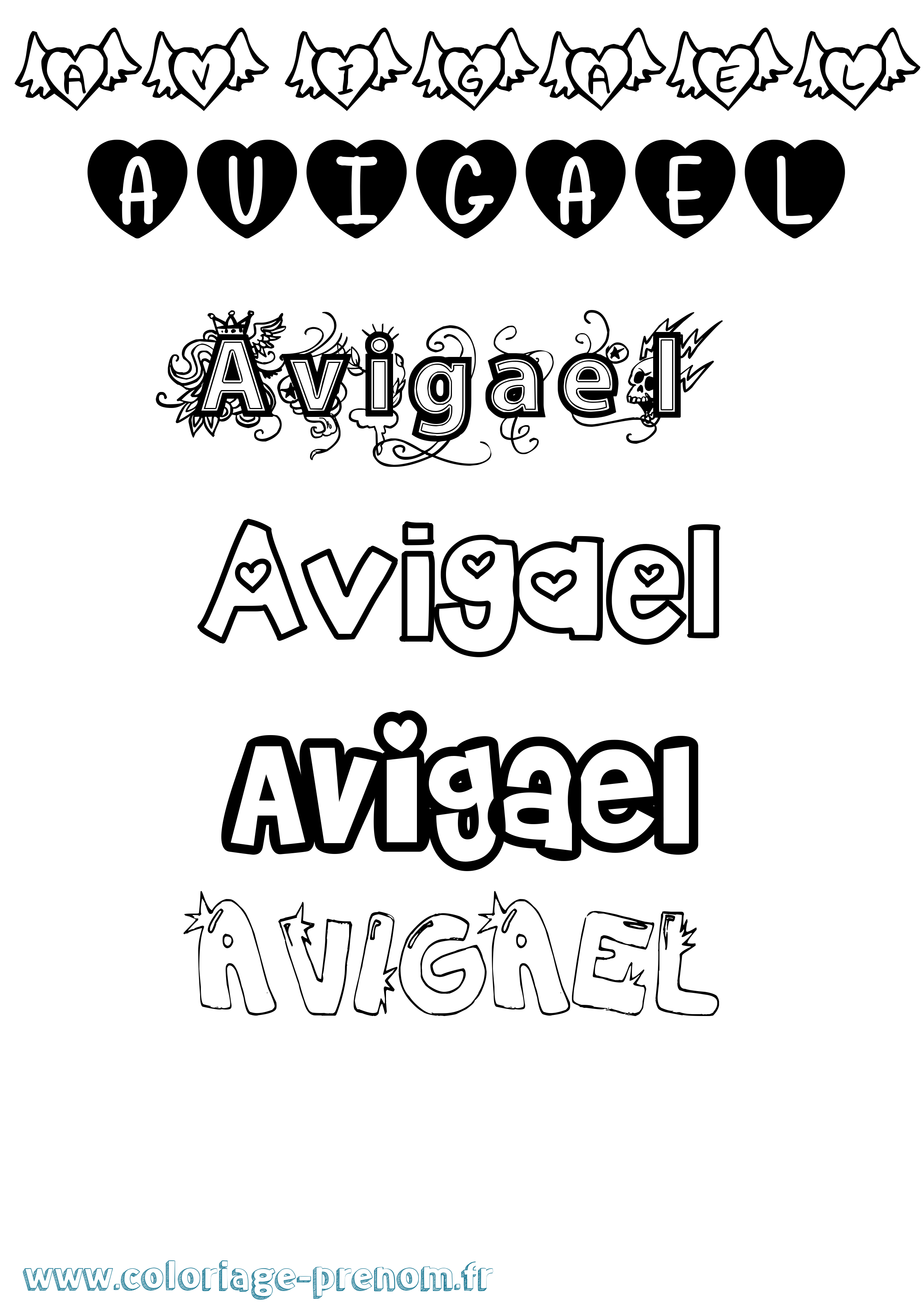 Coloriage Avigael Girly Coloriage prénom Avigael Girly