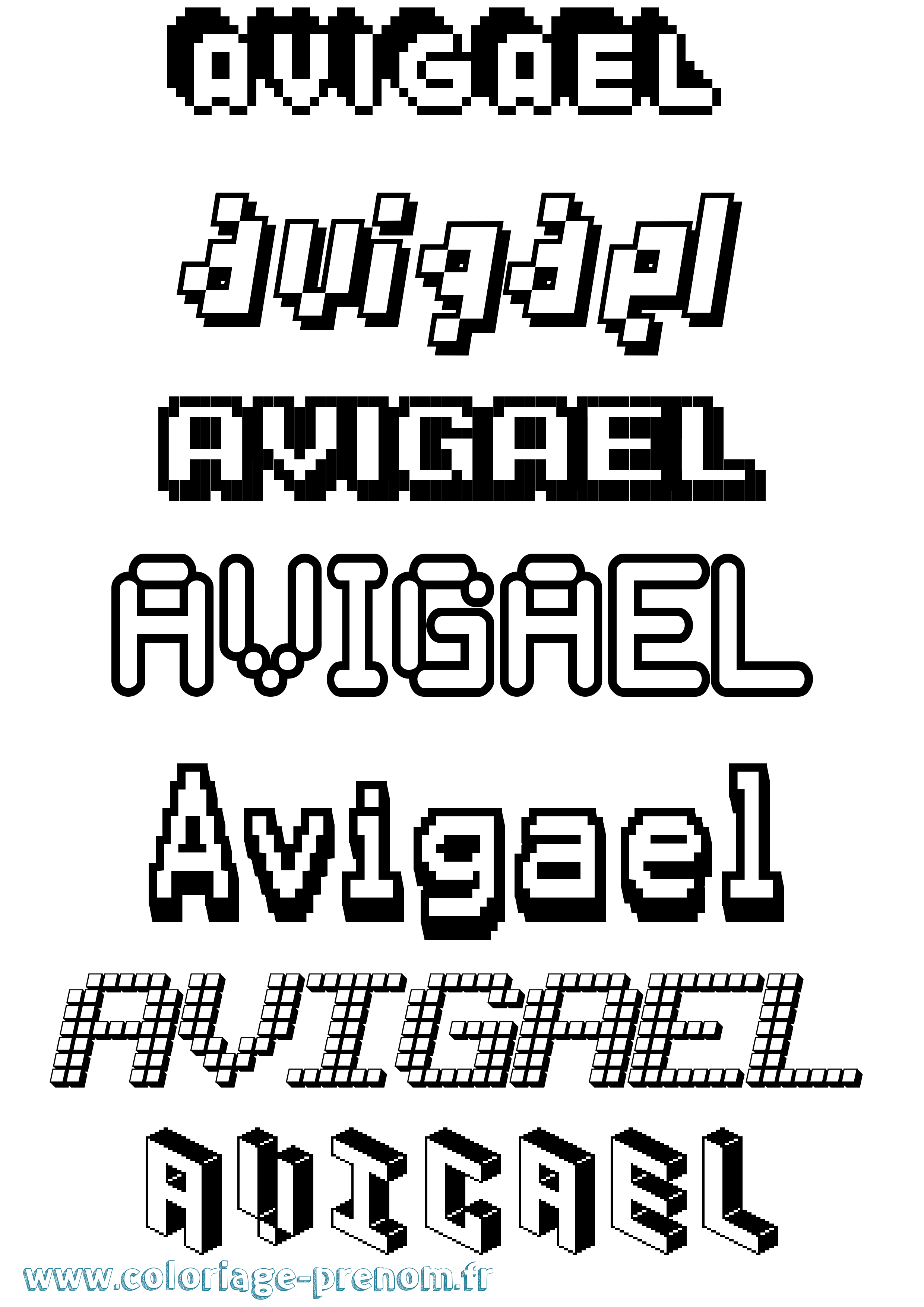 Coloriage Avigael Pixel Coloriage prénom Avigael Pixel