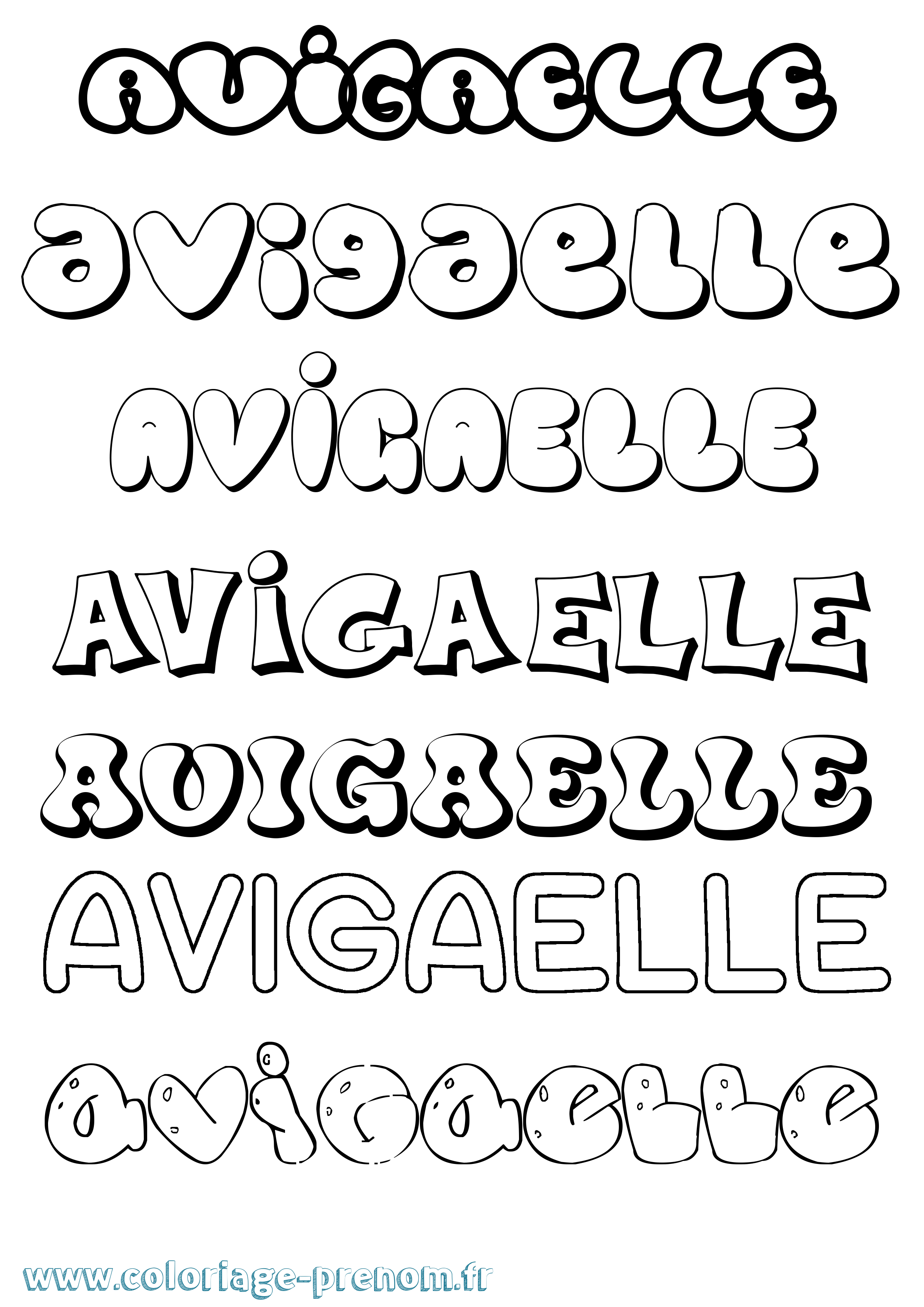 Coloriage Avigaelle Bubble Coloriage prénom Avigaelle Bubble