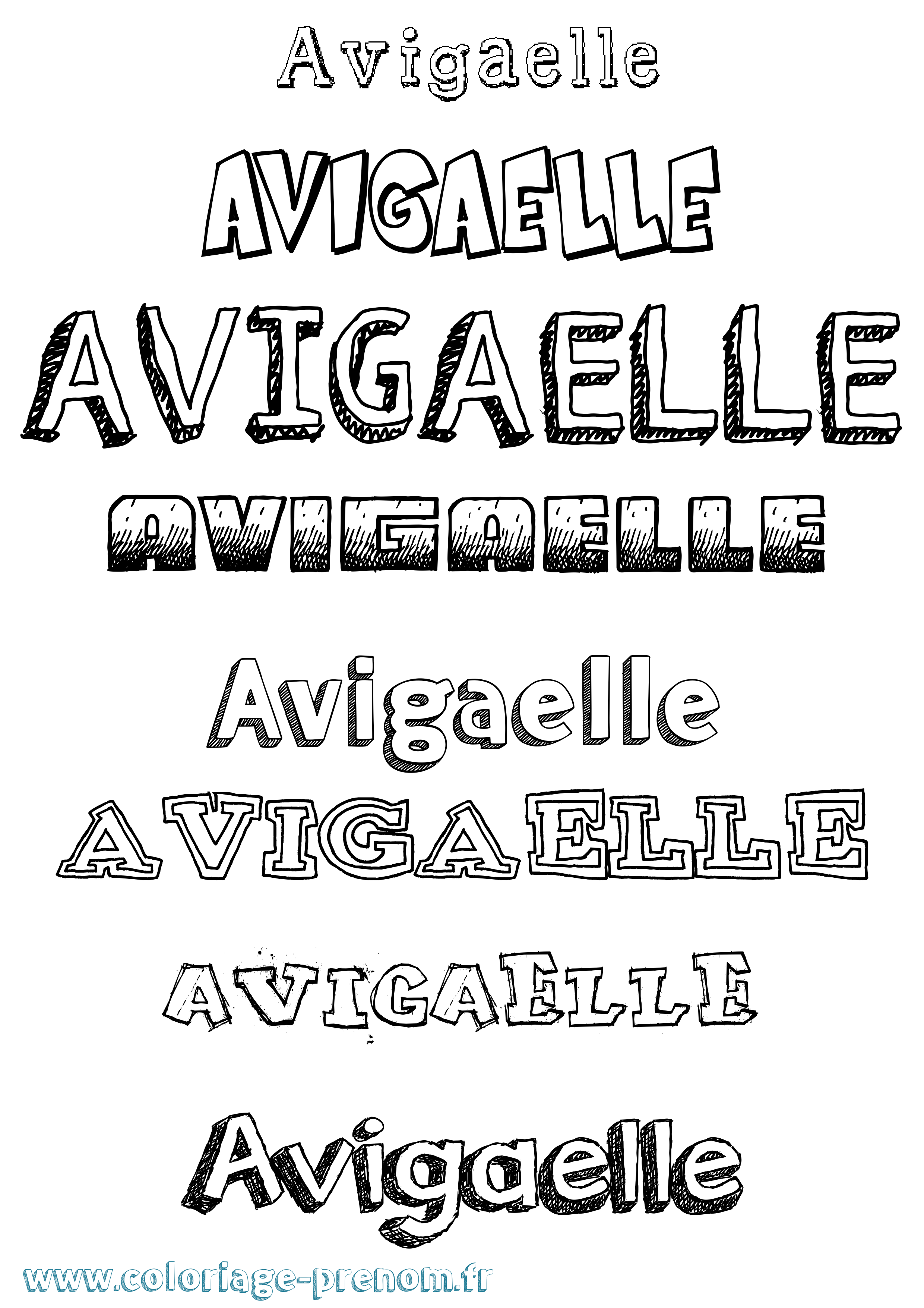 Coloriage Avigaelle Dessiné Coloriage prénom Avigaelle Dessiné