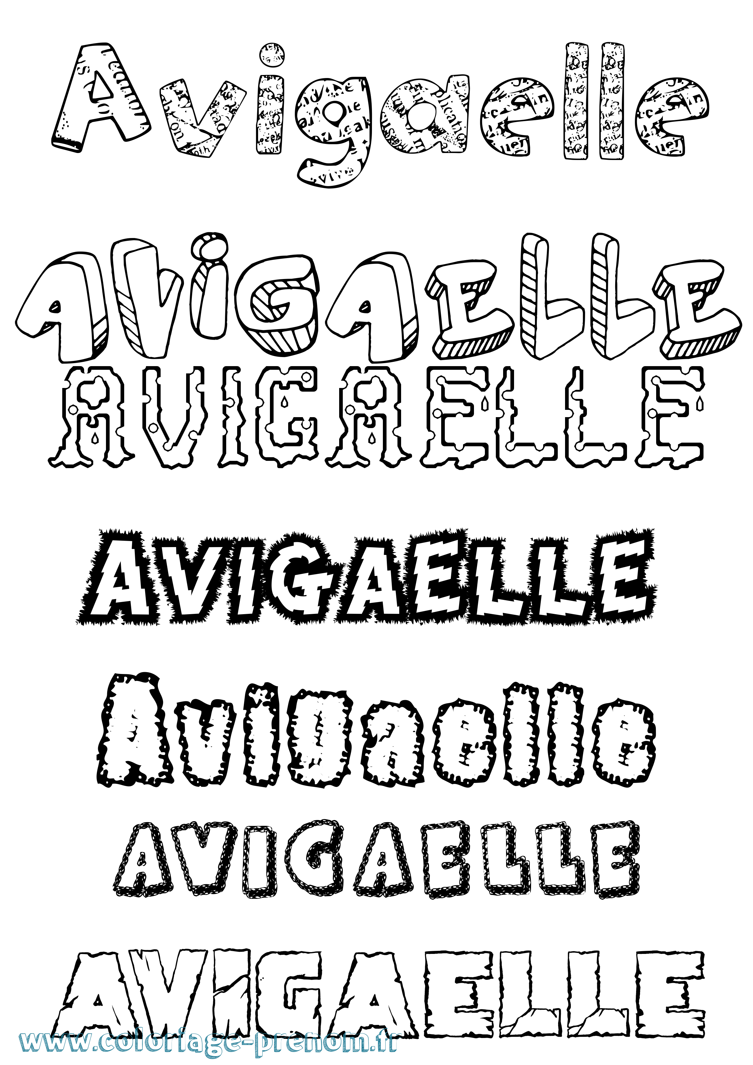 Coloriage Avigaelle Destructuré Coloriage prénom Avigaelle Destructuré