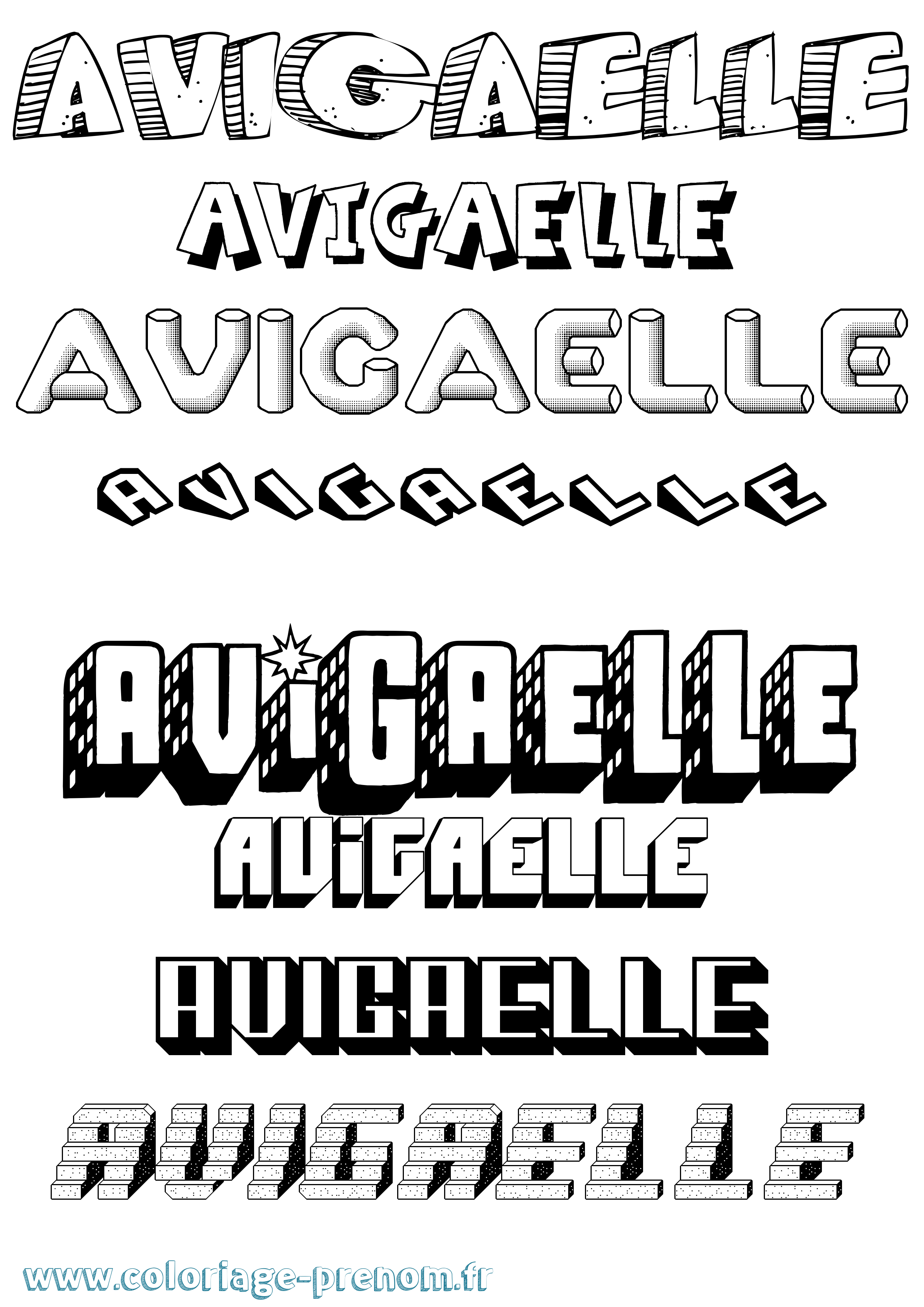 Coloriage Avigaelle Effet 3D Coloriage prénom Avigaelle Effet 3D