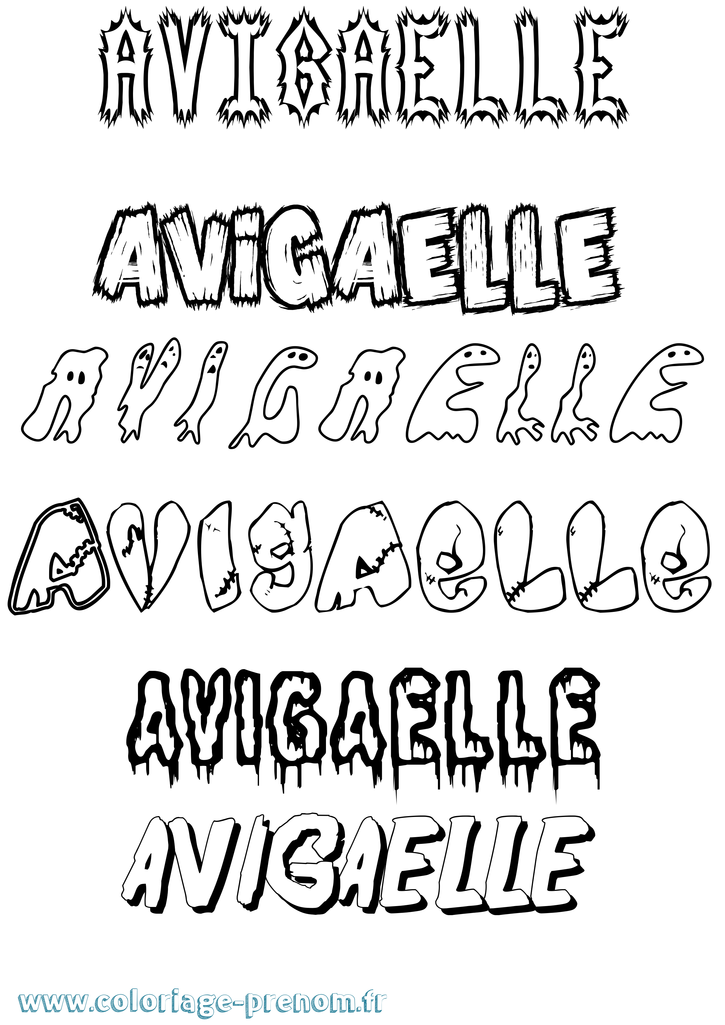 Coloriage Avigaelle Frisson Coloriage prénom Avigaelle Frisson