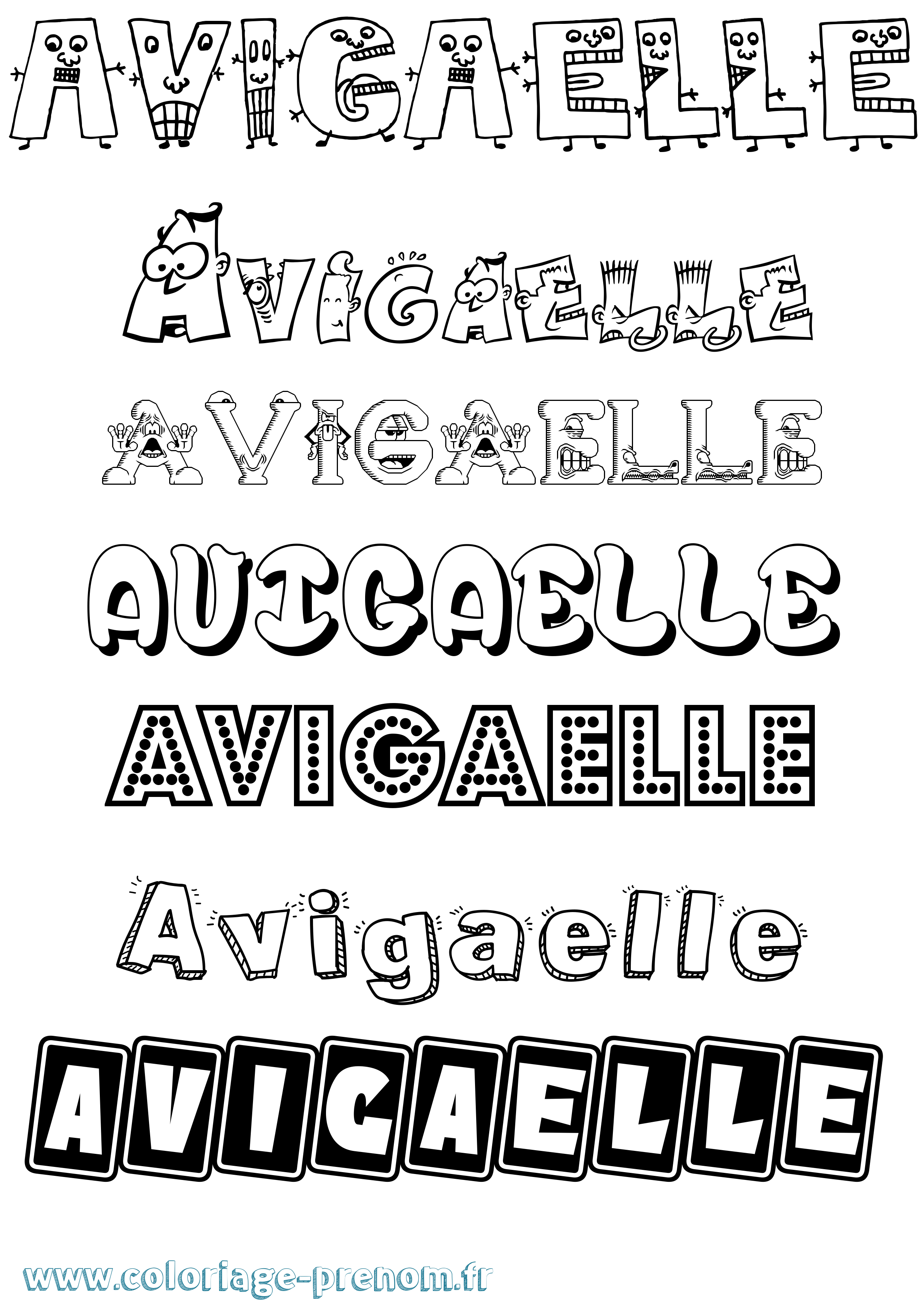 Coloriage Avigaelle Fun Coloriage prénom Avigaelle Fun