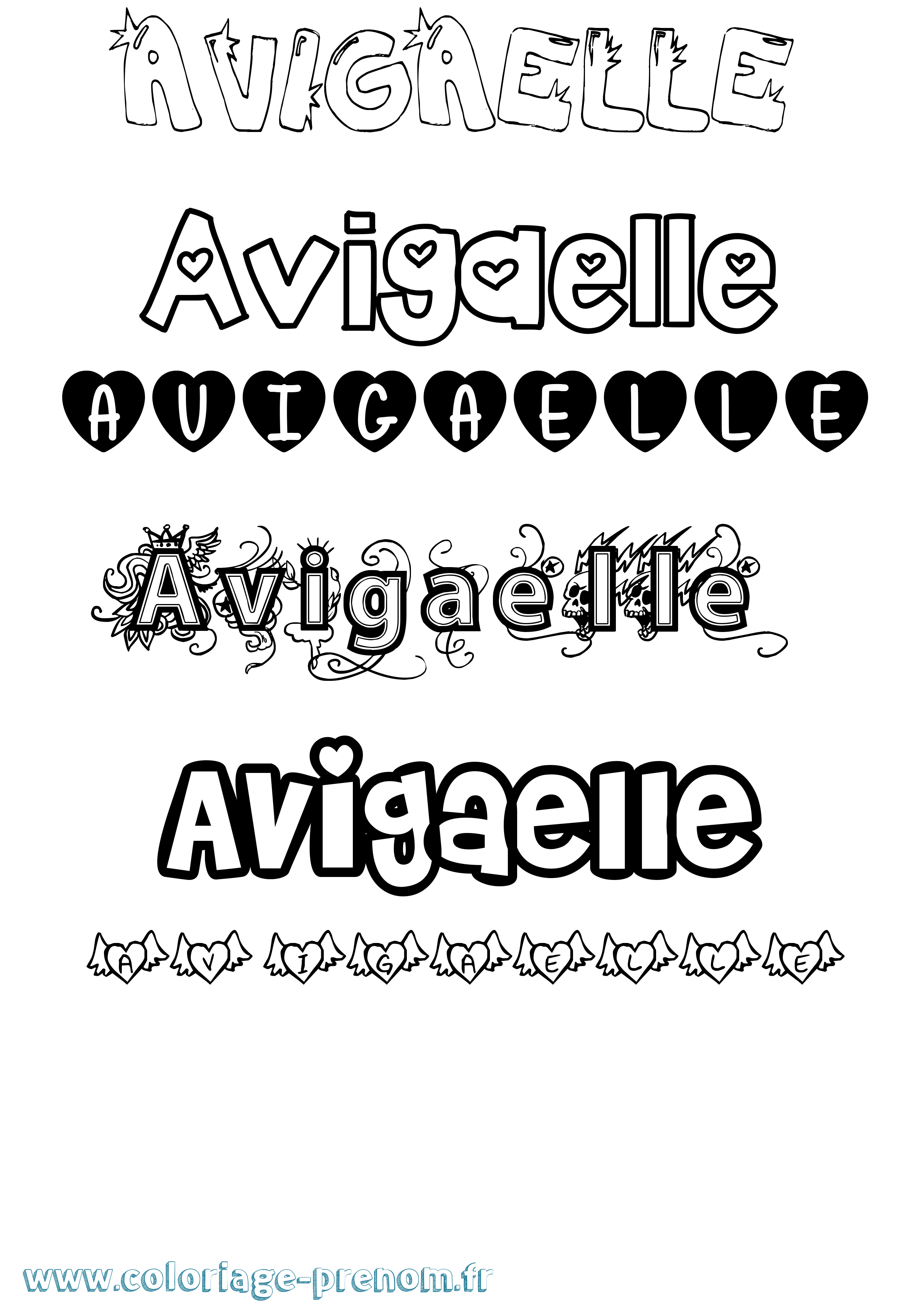 Coloriage Avigaelle Girly Coloriage prénom Avigaelle Girly