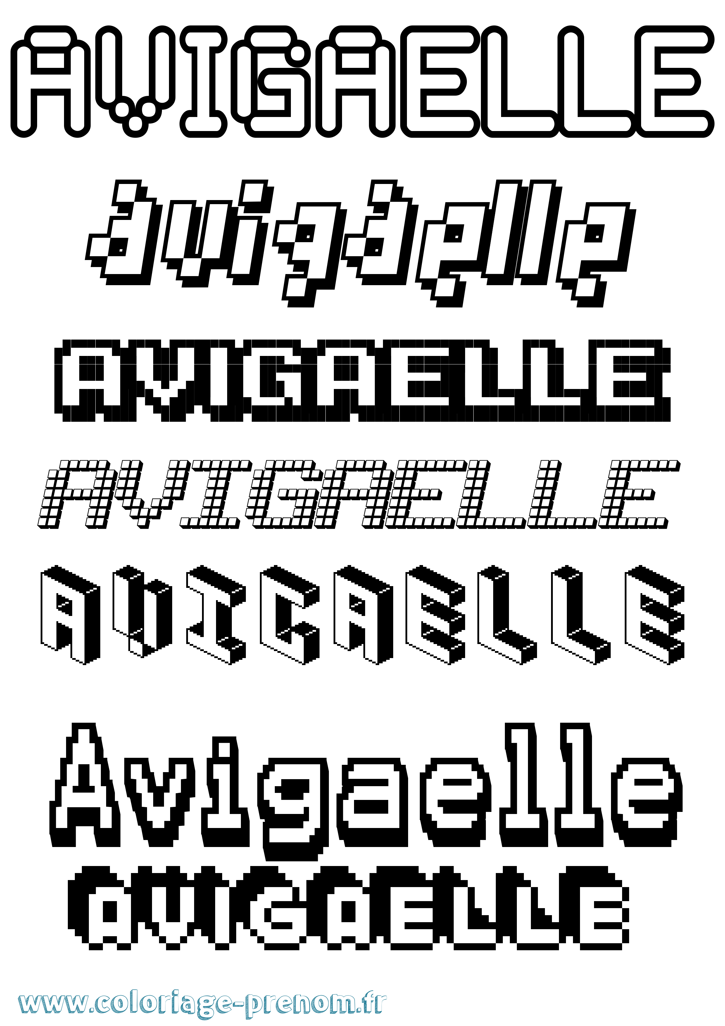 Coloriage Avigaelle Pixel Coloriage prénom Avigaelle Pixel