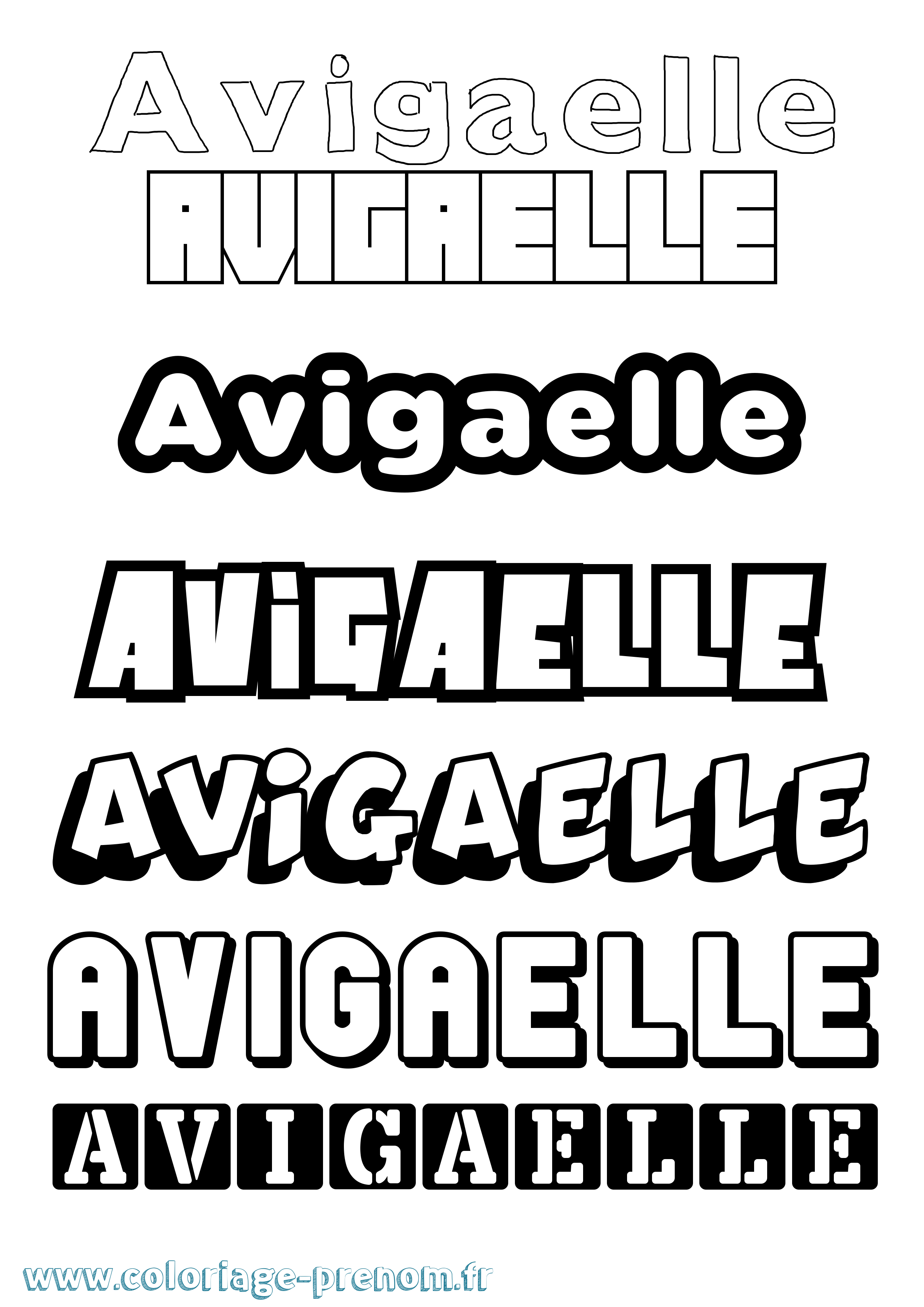 Coloriage Avigaelle Simple Coloriage prénom Avigaelle Simple