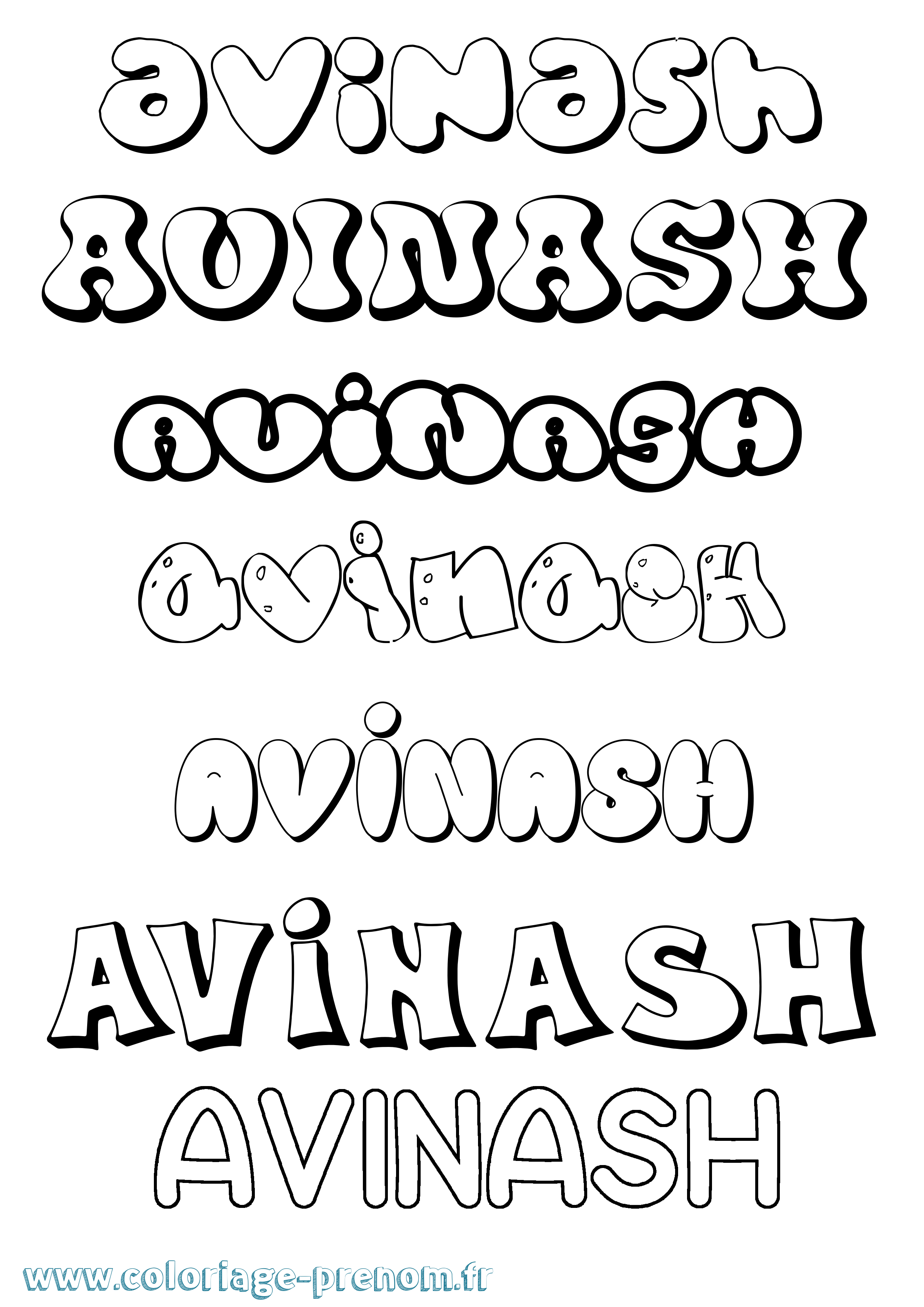 Coloriage Avinash Bubble Coloriage prénom Avinash Bubble