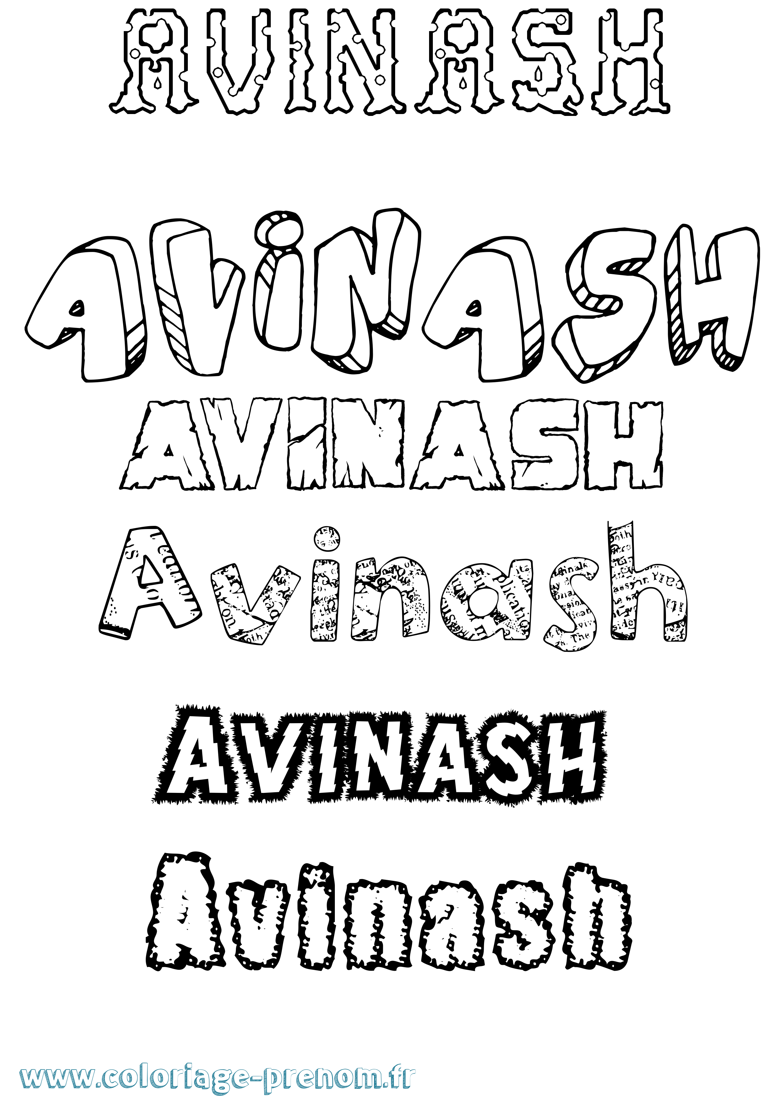 Coloriage Avinash Destructuré Coloriage prénom Avinash Destructuré