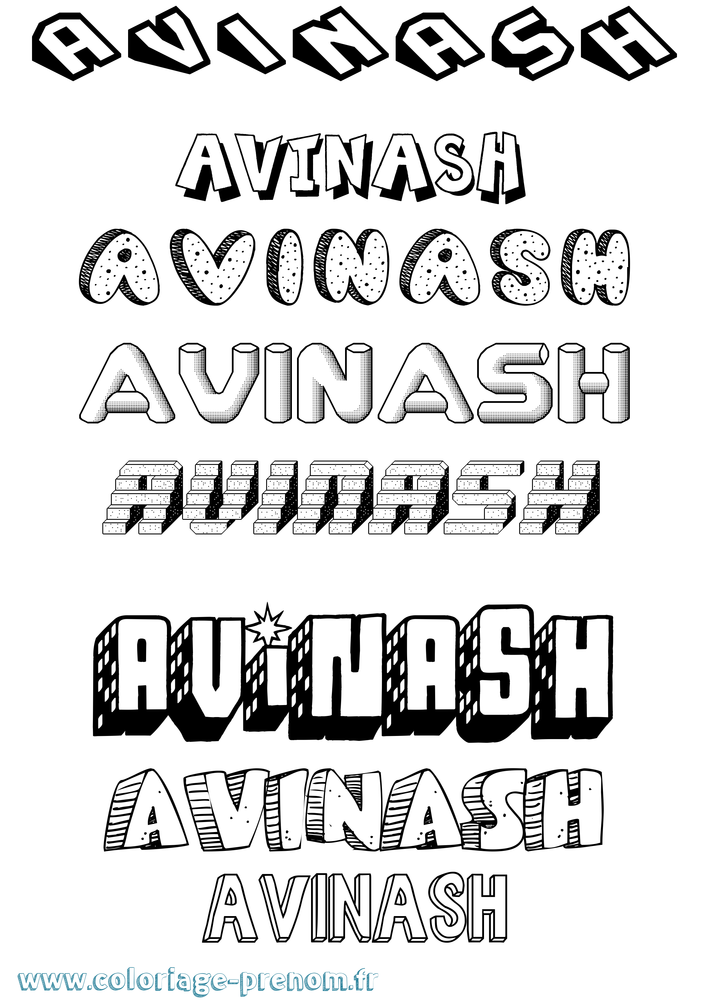 Coloriage Avinash Effet 3D Coloriage prénom Avinash Effet 3D