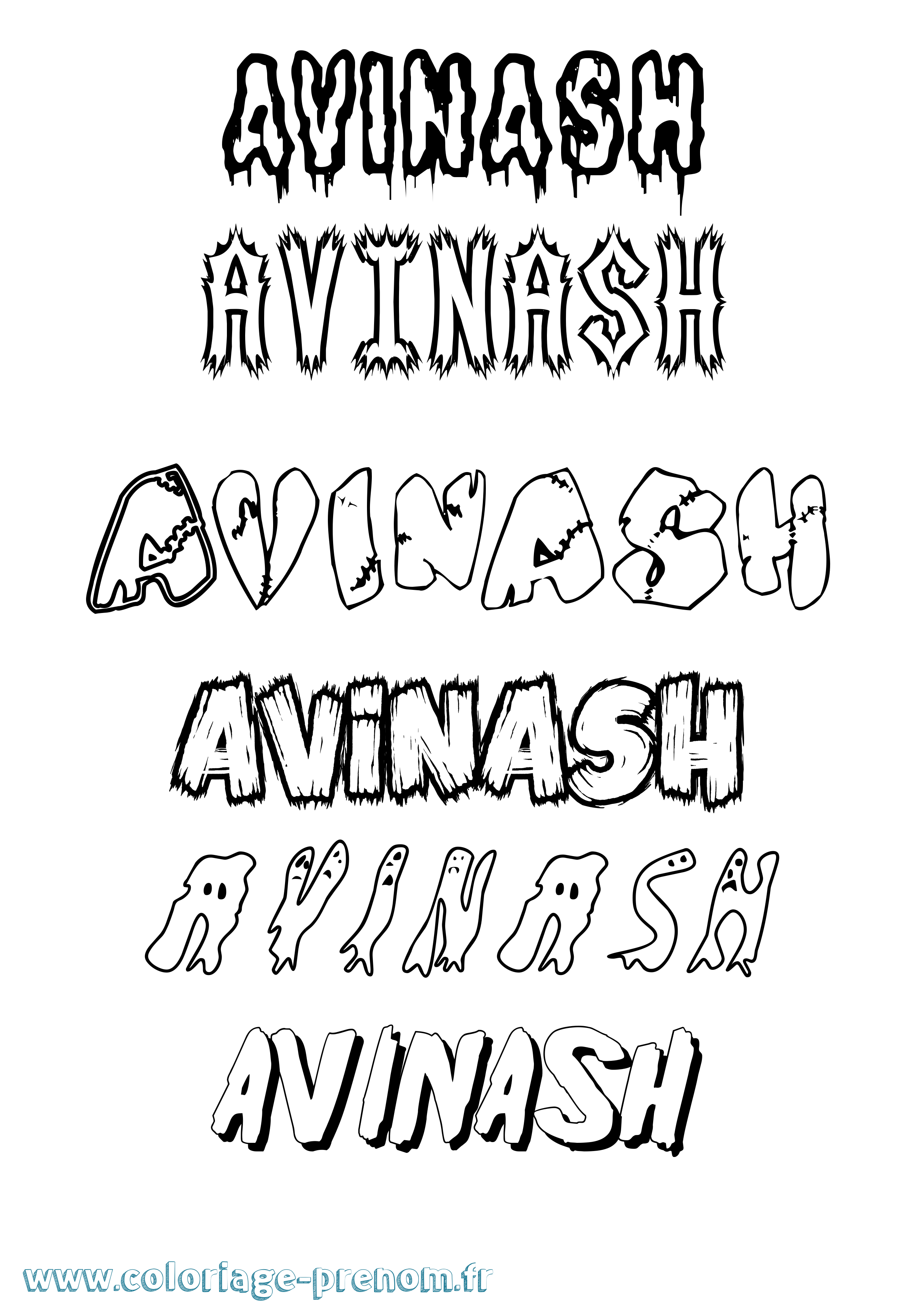 Coloriage Avinash Frisson Coloriage prénom Avinash Frisson
