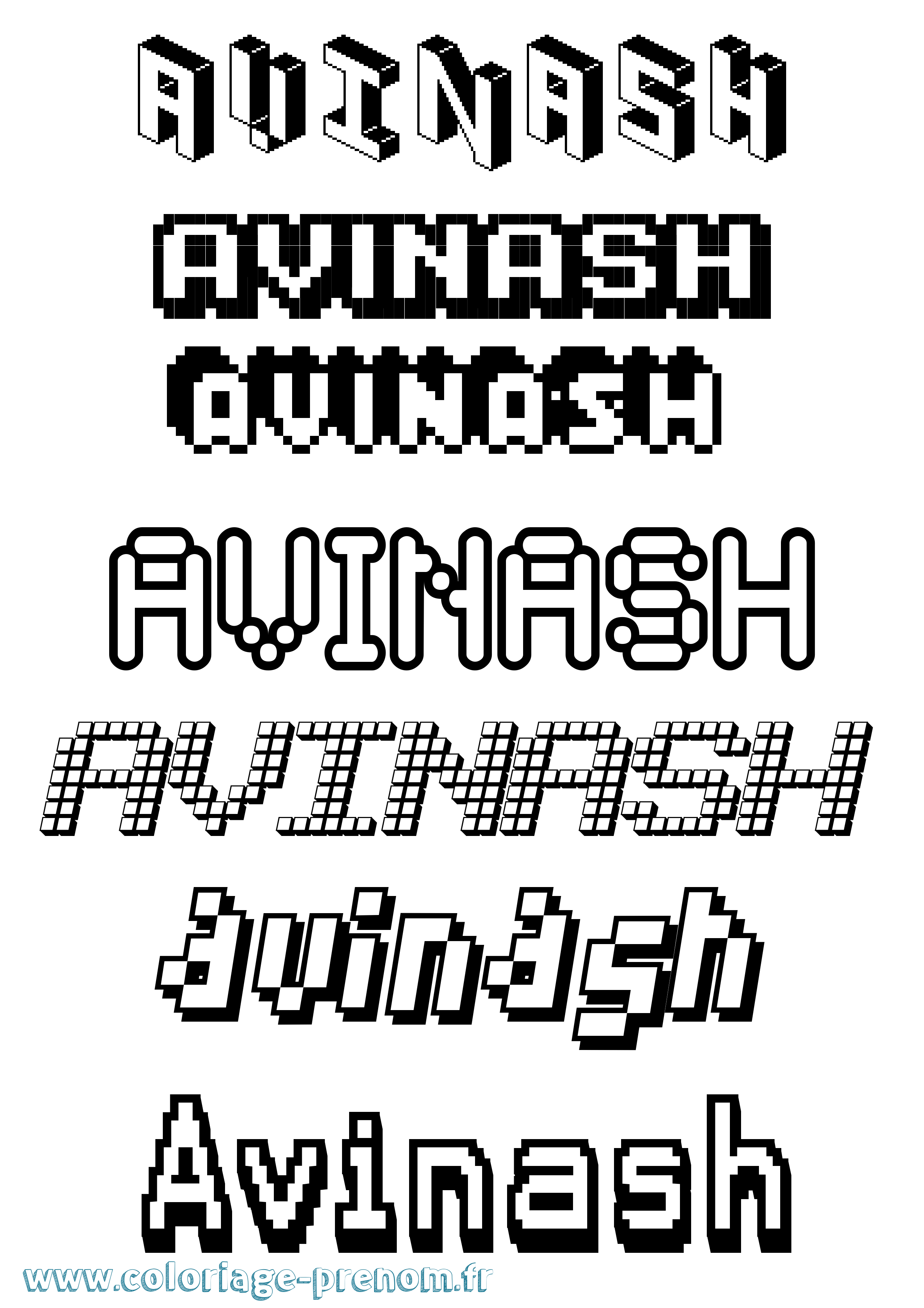 Coloriage Avinash Pixel Coloriage prénom Avinash Pixel