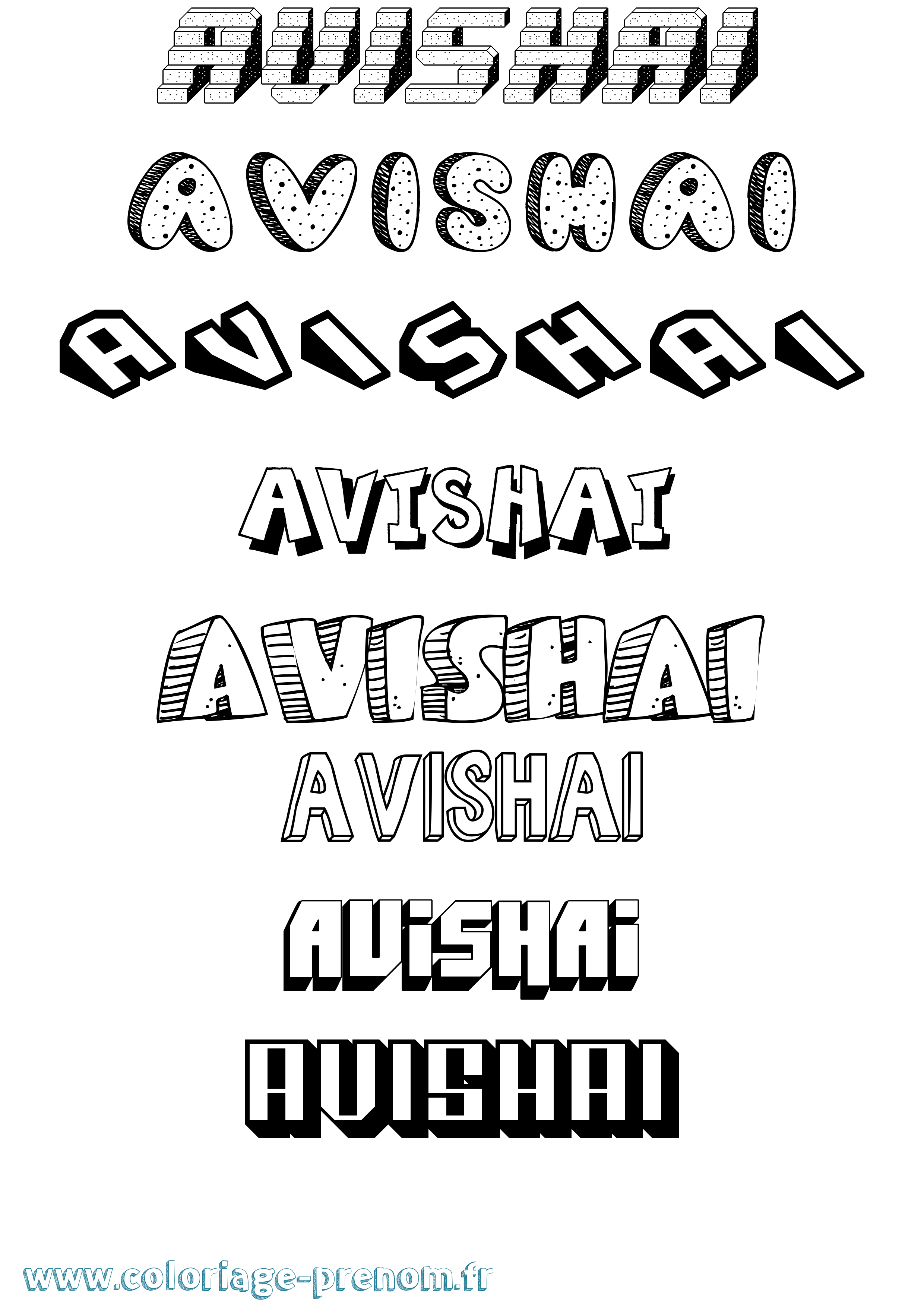 Coloriage Avishai Effet 3D Coloriage prénom Avishai Effet 3D