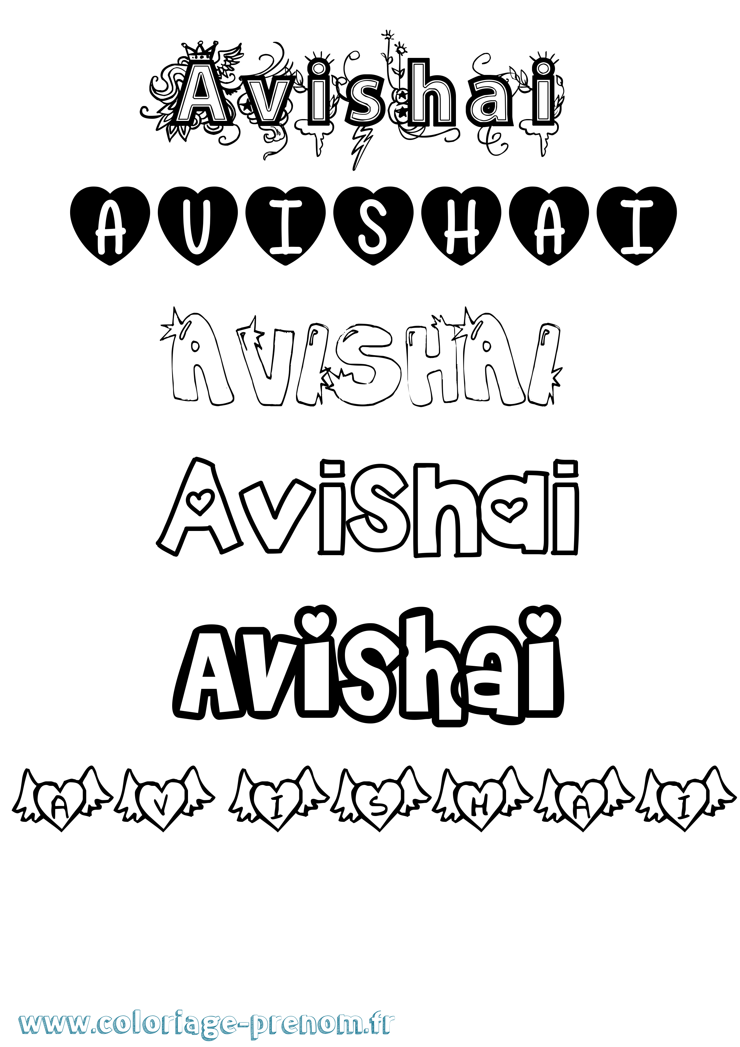 Coloriage Avishai Girly Coloriage prénom Avishai Girly