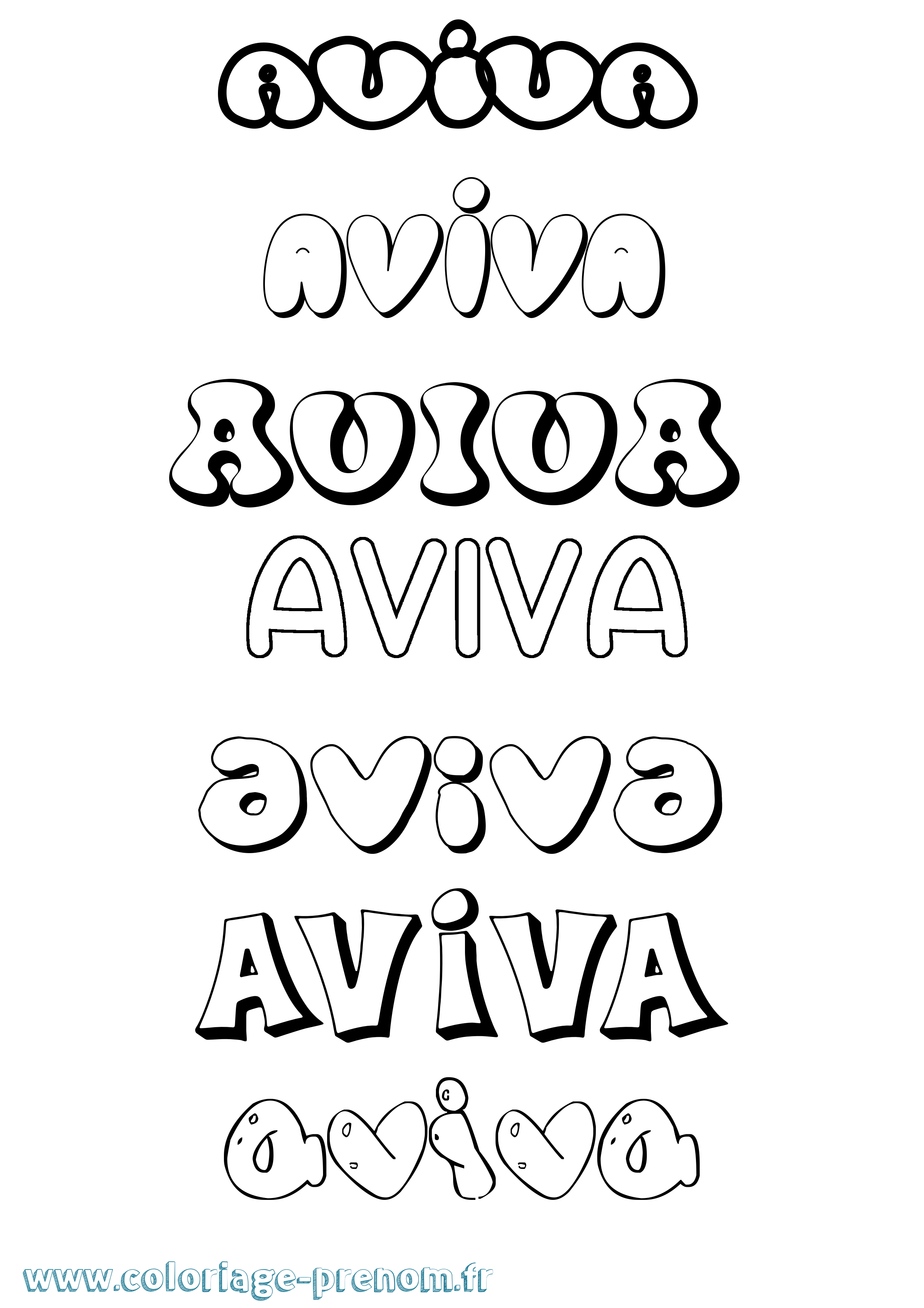 Coloriage Aviva Bubble Coloriage prénom Aviva Bubble