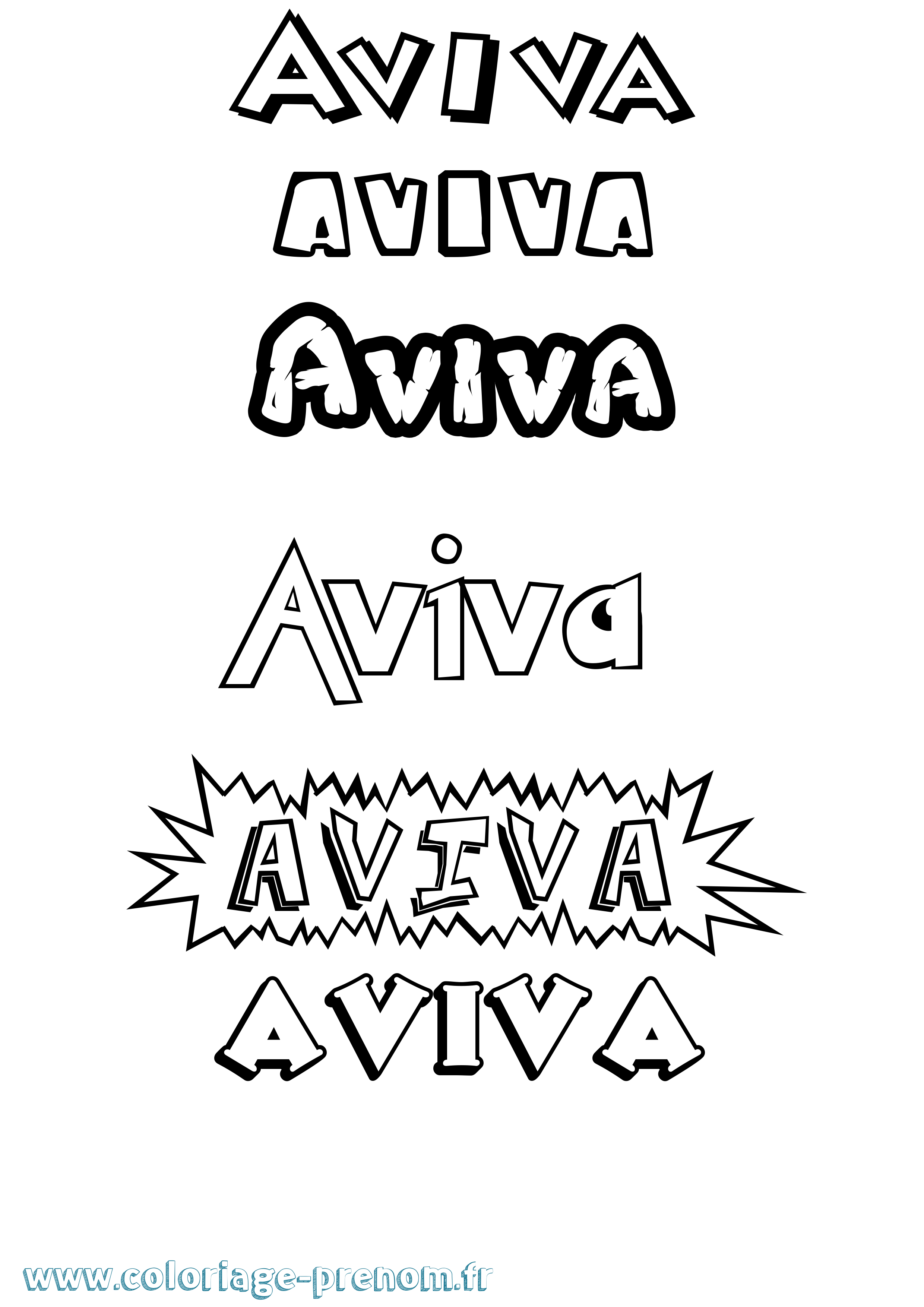 Coloriage Aviva Dessin Animé Coloriage prénom Aviva Dessin Animé