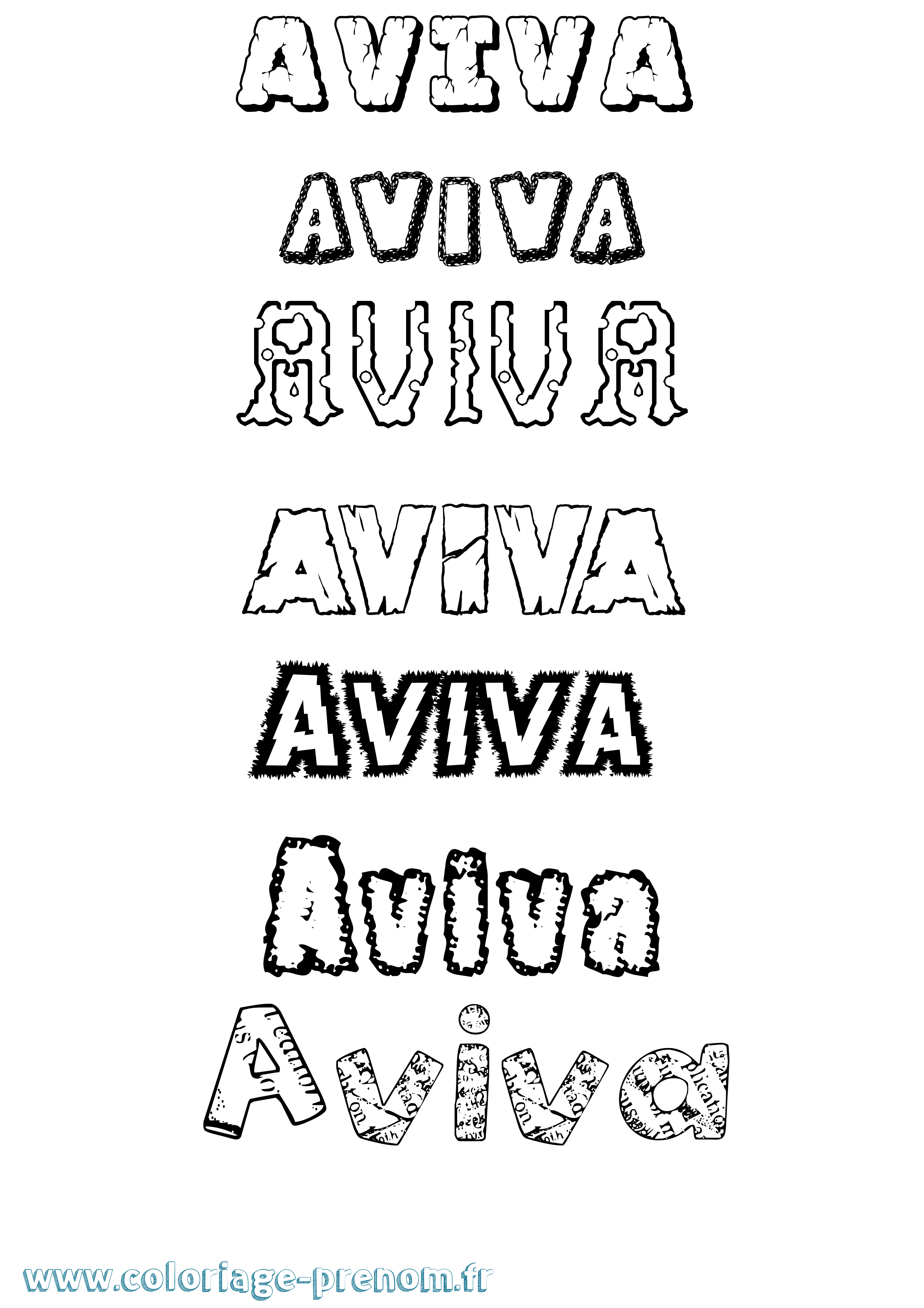 Coloriage Aviva Destructuré Coloriage prénom Aviva Destructuré