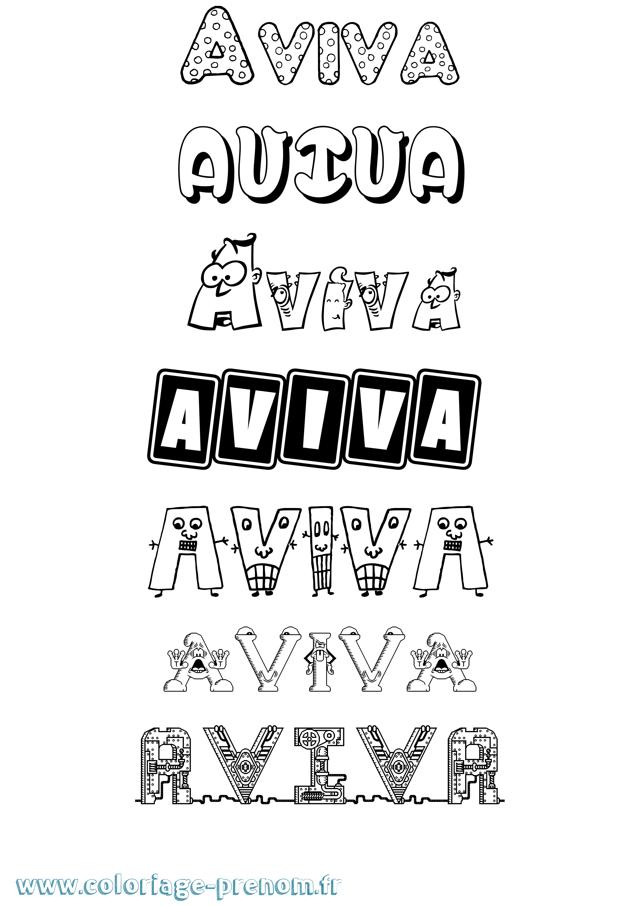 Coloriage Aviva Fun Coloriage prénom Aviva Fun