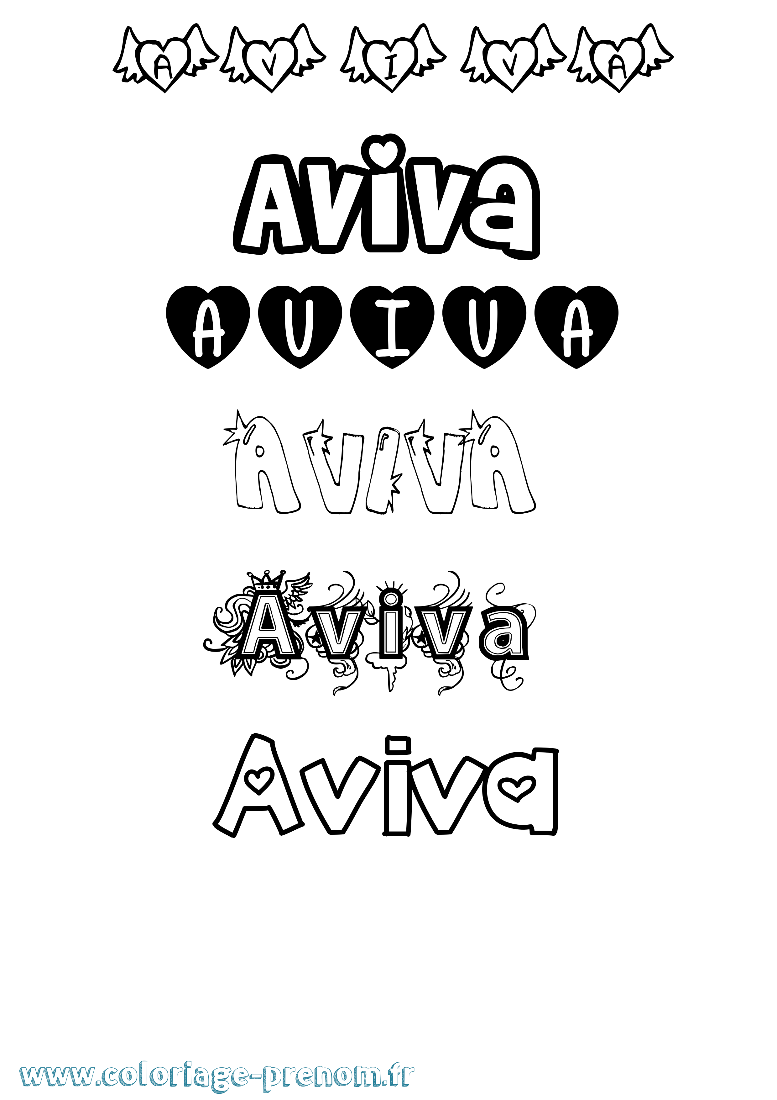 Coloriage Aviva Girly Coloriage prénom Aviva Girly