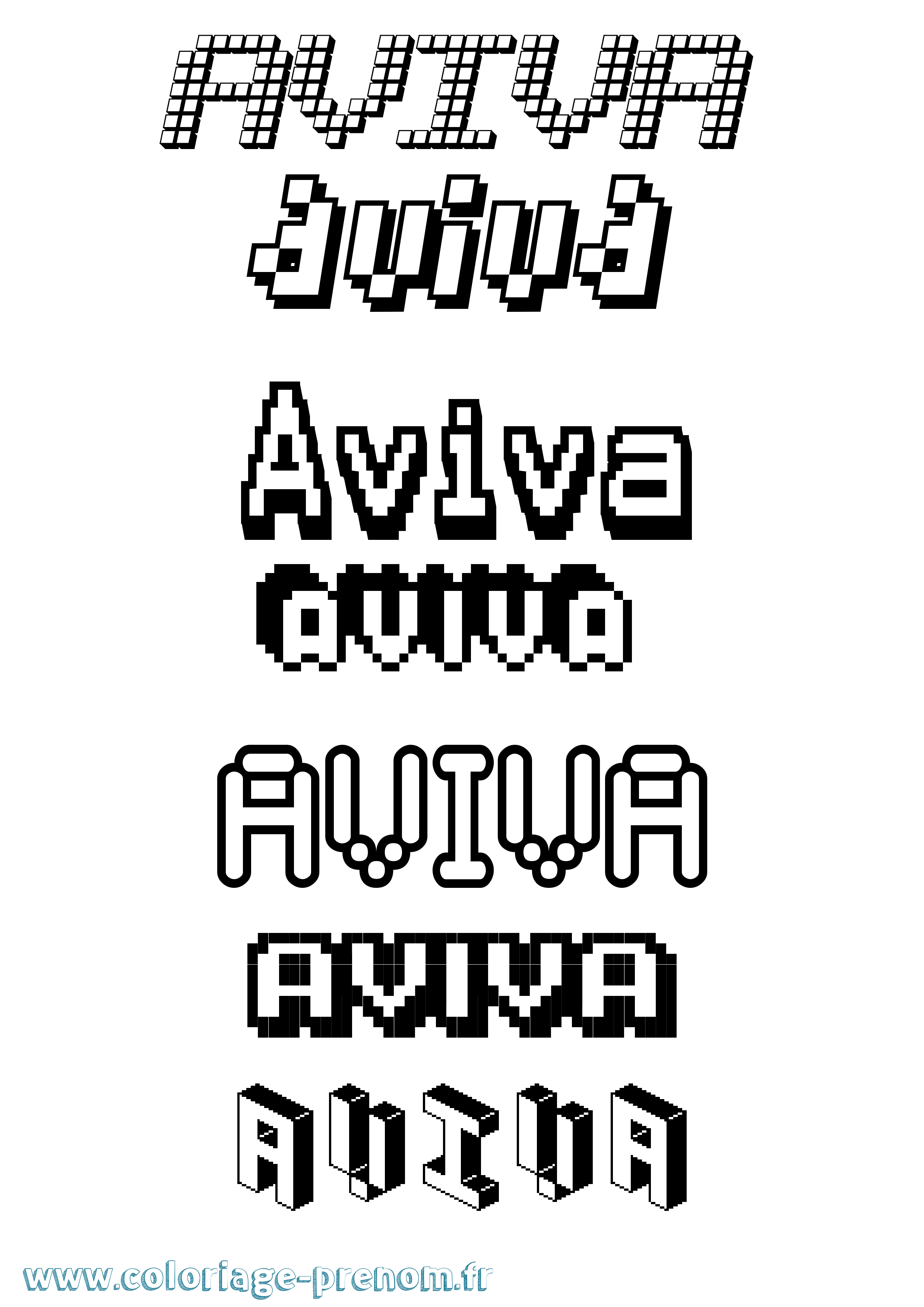Coloriage Aviva Pixel Coloriage prénom Aviva Pixel