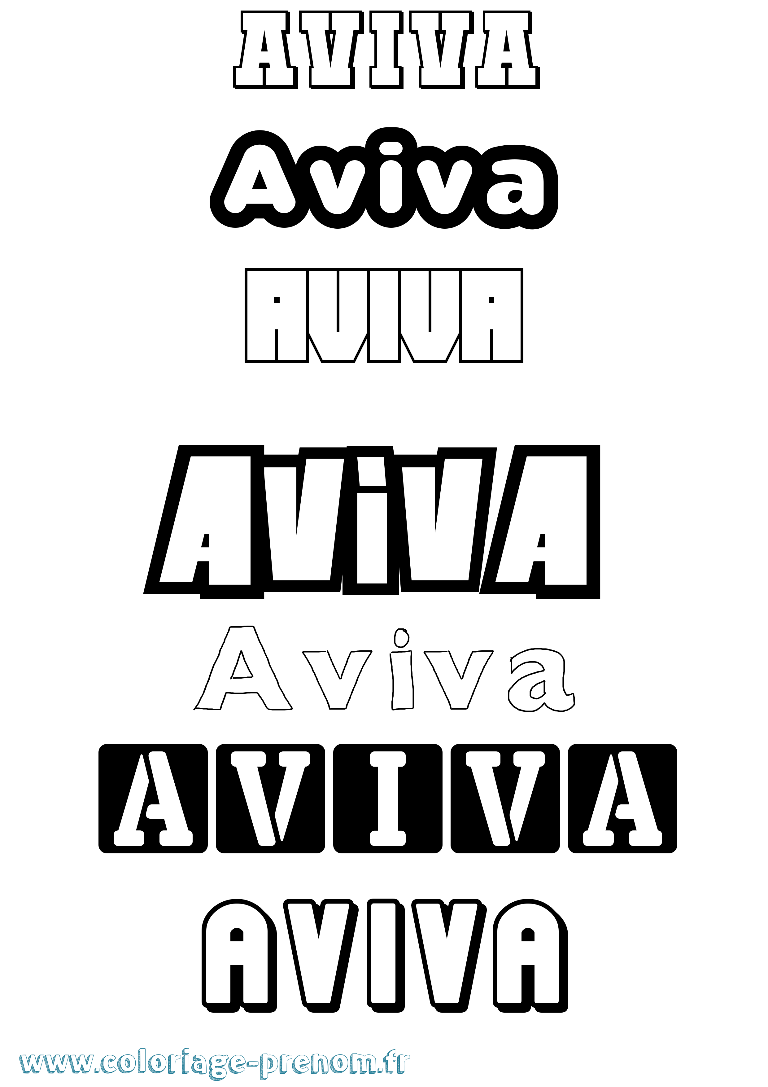 Coloriage Aviva Simple Coloriage prénom Aviva Simple