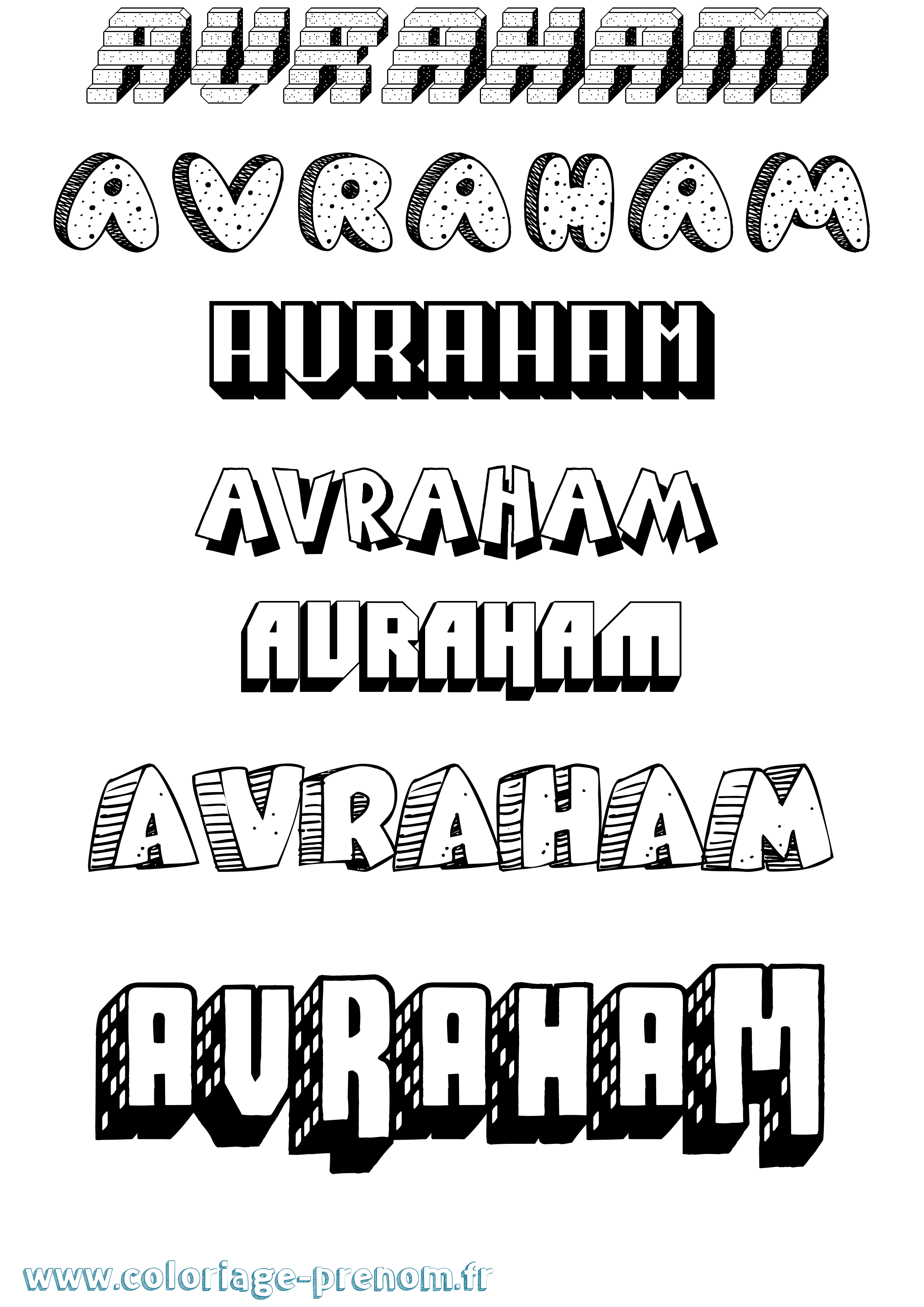 Coloriage Avraham Effet 3D Coloriage prénom Avraham Effet 3D