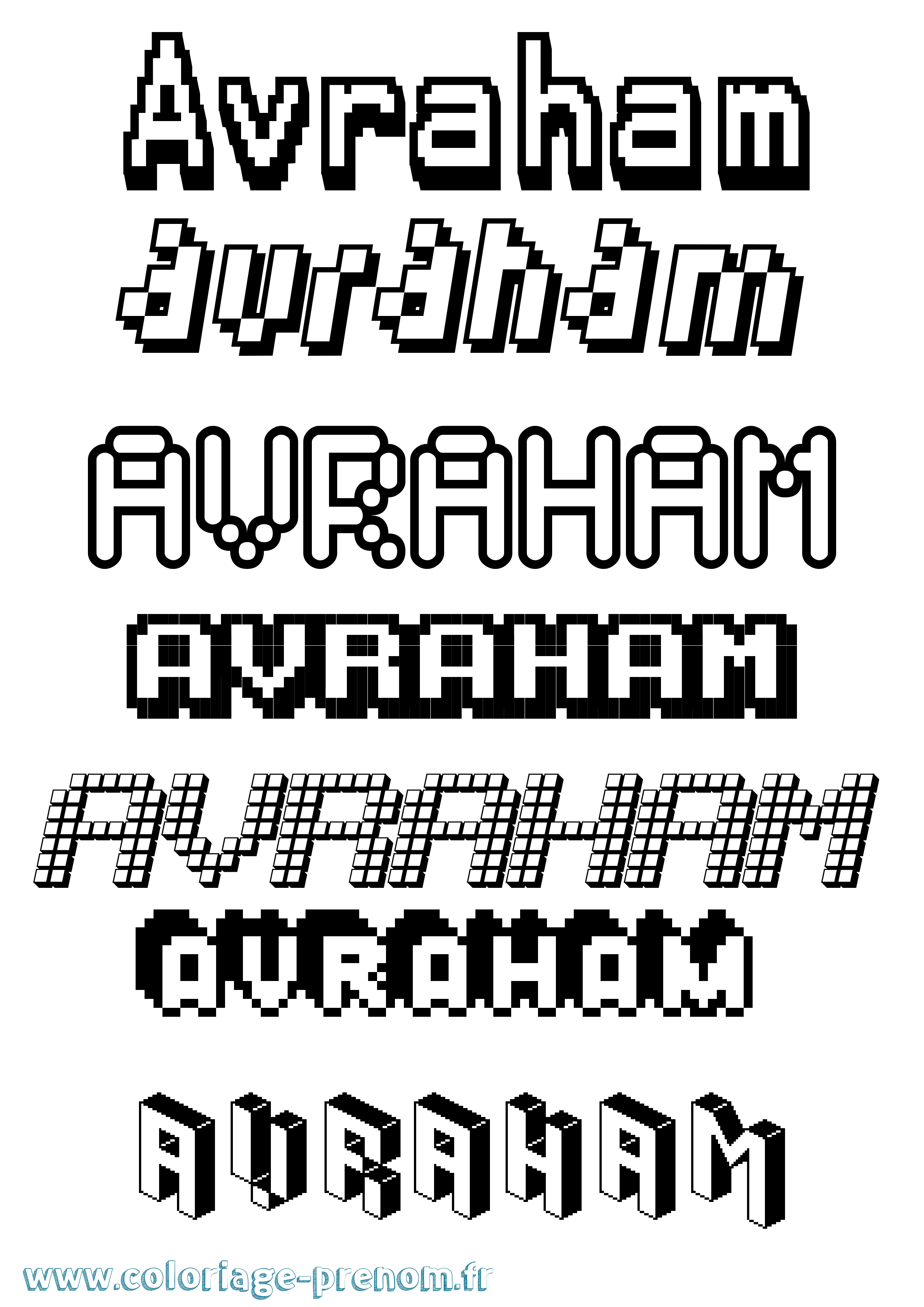 Coloriage Avraham Pixel Coloriage prénom Avraham Pixel