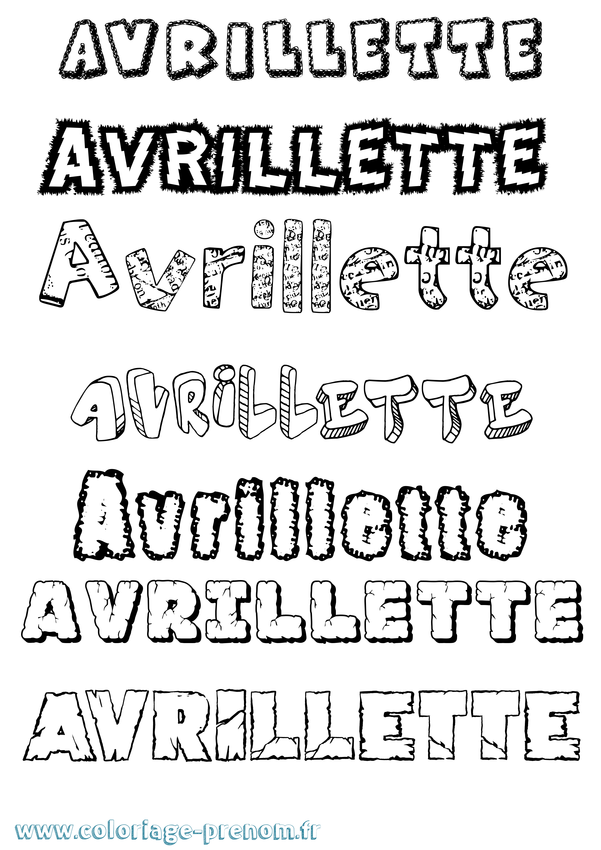 Coloriage Avrillette Destructuré Coloriage prénom Avrillette Destructuré