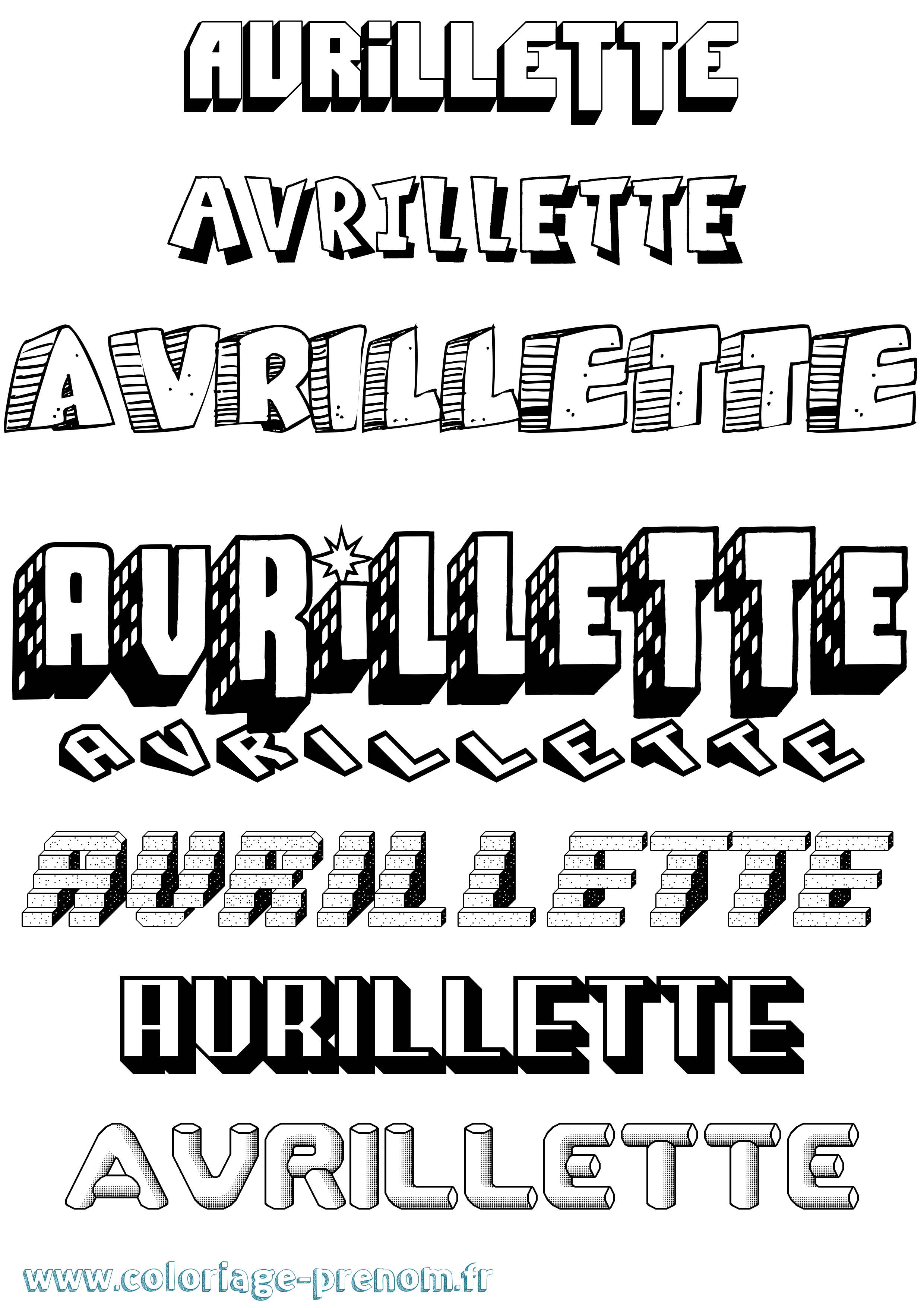 Coloriage Avrillette Effet 3D Coloriage prénom Avrillette Effet 3D