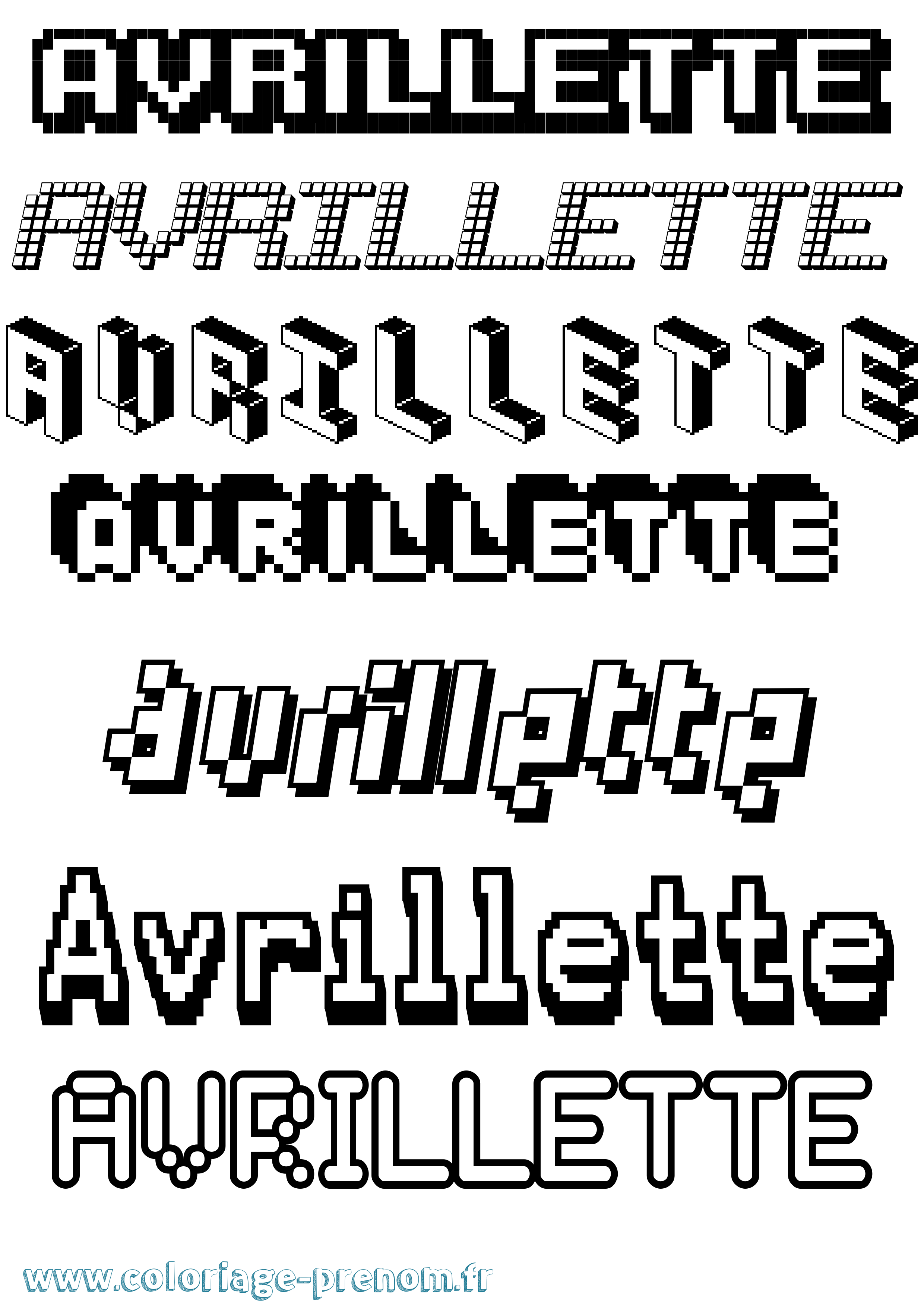 Coloriage Avrillette Pixel Coloriage prénom Avrillette Pixel