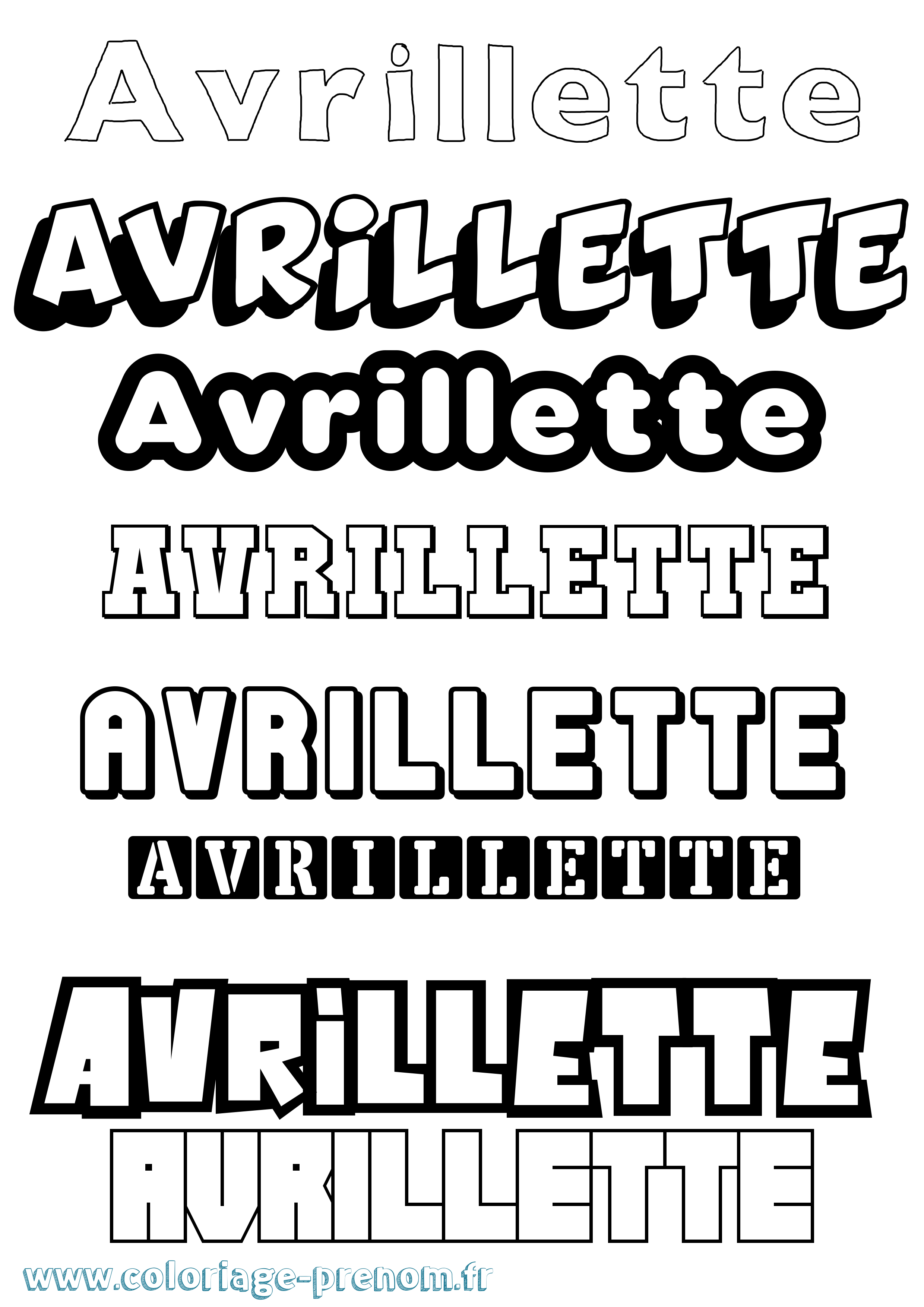 Coloriage Avrillette Simple Coloriage prénom Avrillette Simple