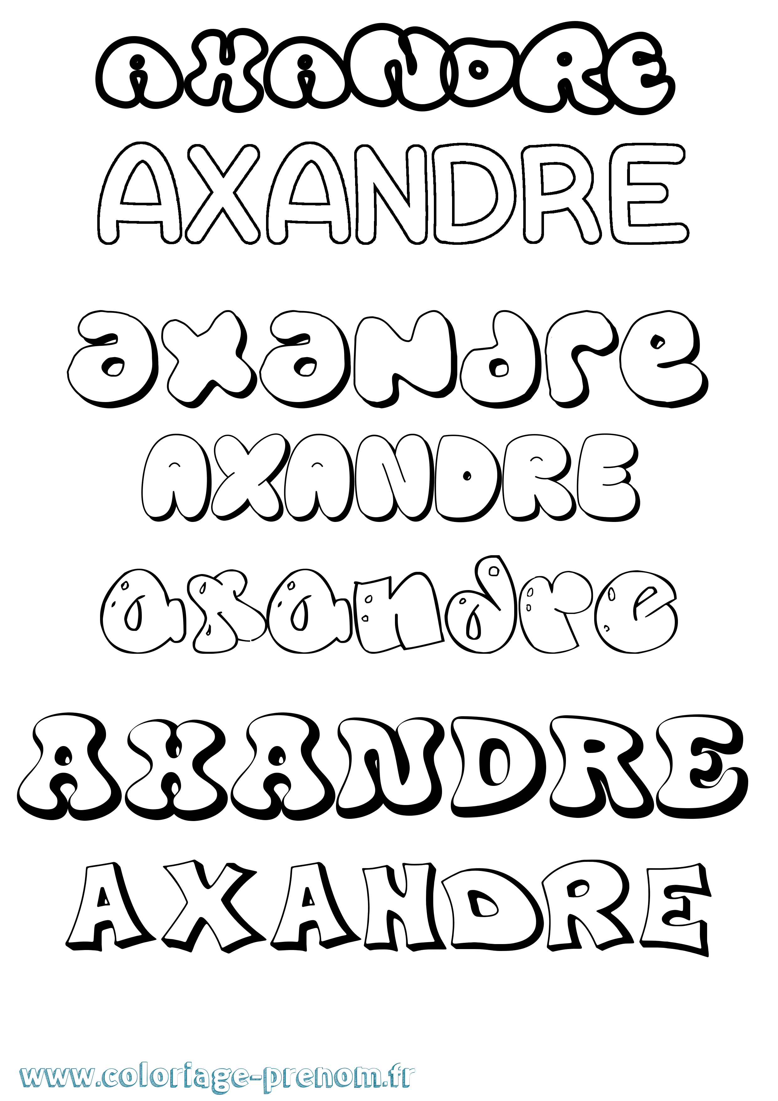 Coloriage Axandre Bubble Coloriage prénom Axandre Bubble