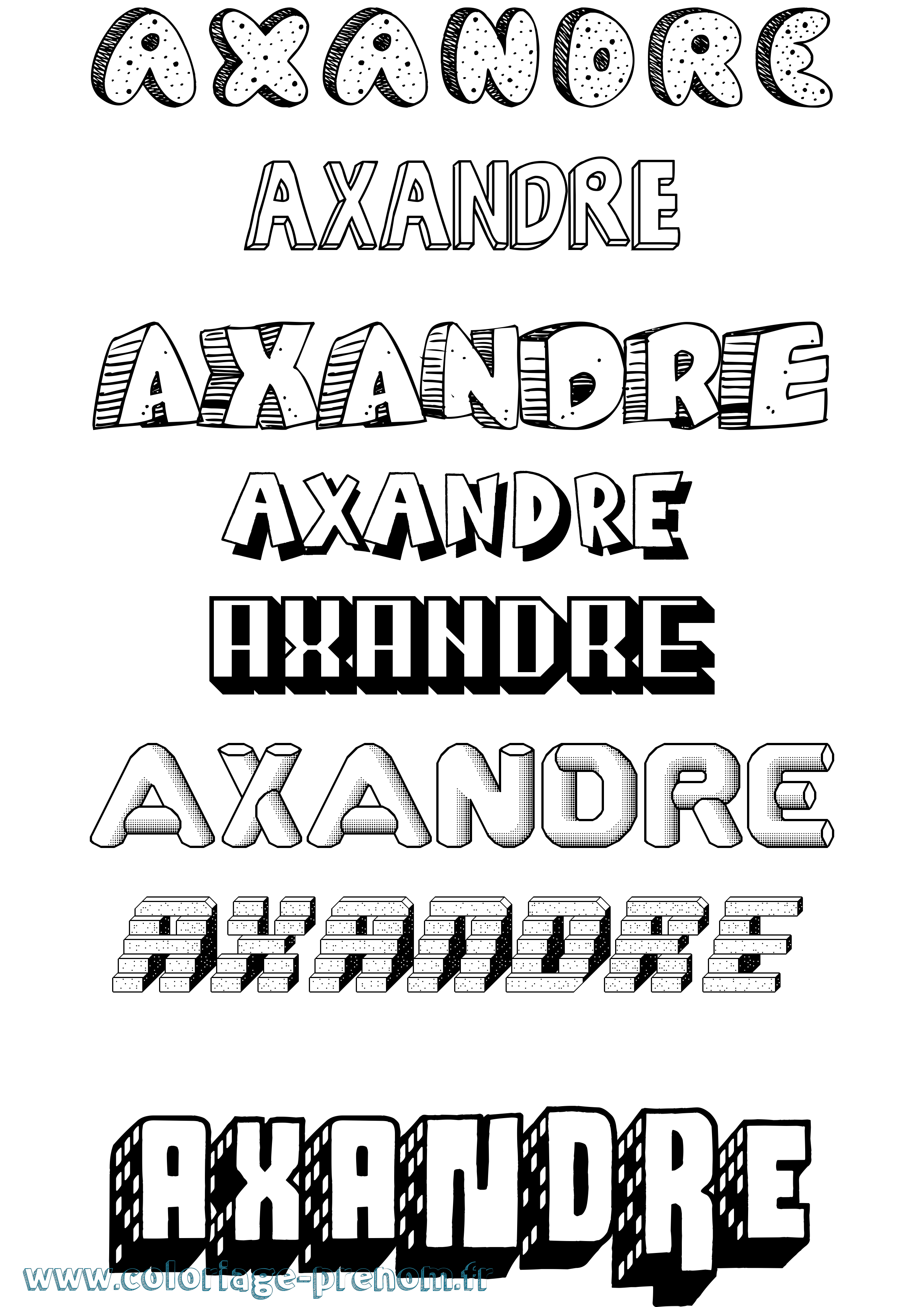 Coloriage Axandre Effet 3D Coloriage prénom Axandre Effet 3D