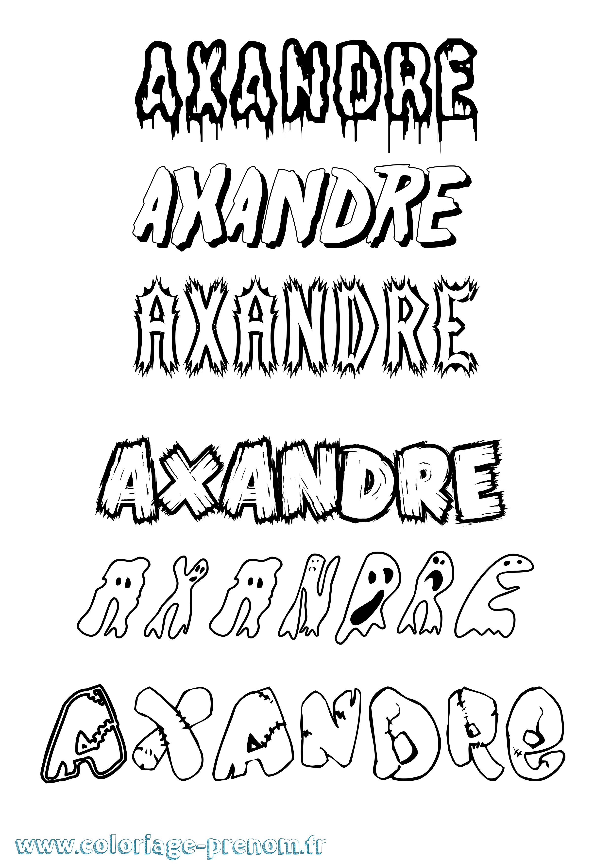 Coloriage Axandre Frisson Coloriage prénom Axandre Frisson