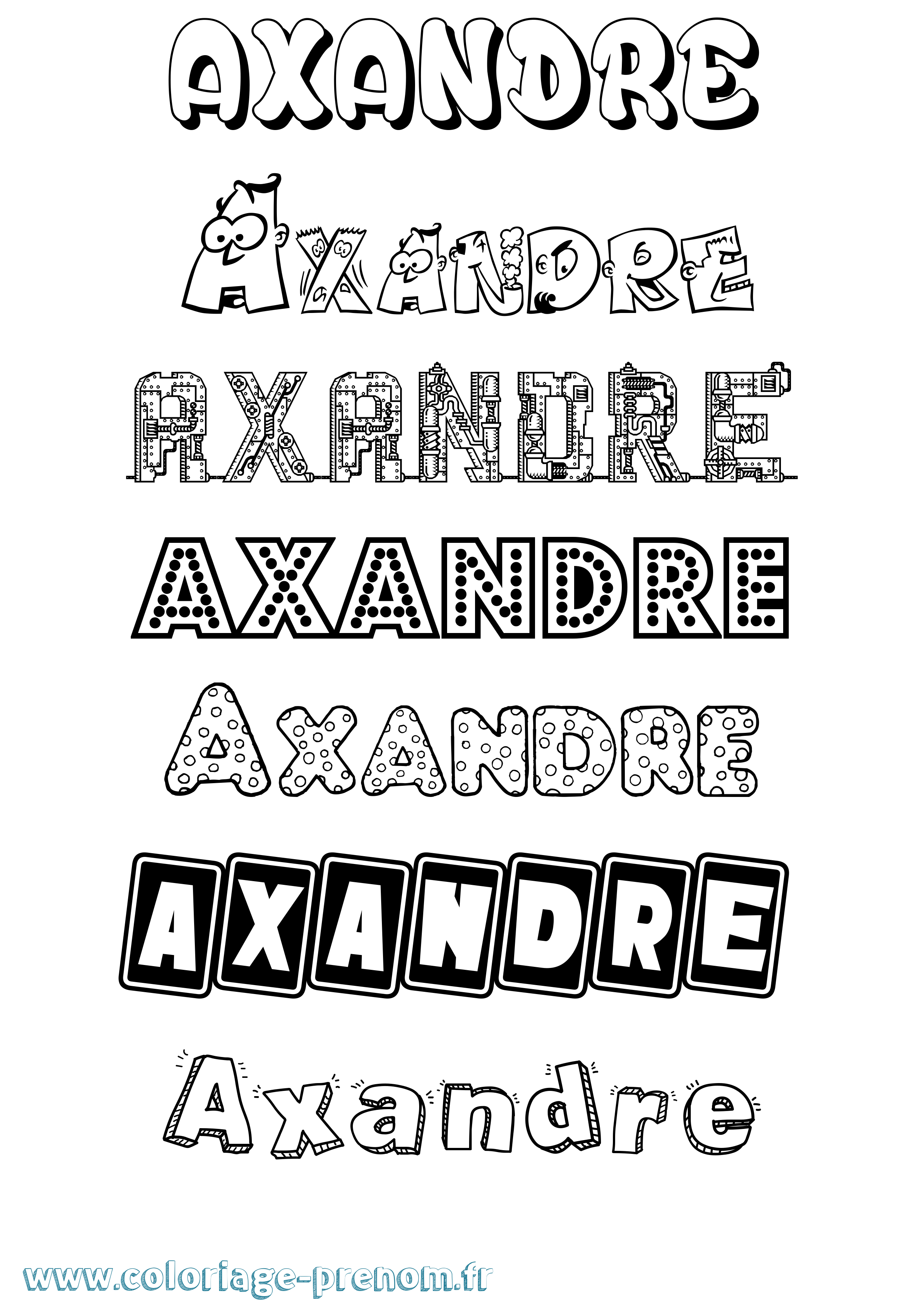 Coloriage Axandre Fun Coloriage prénom Axandre Fun